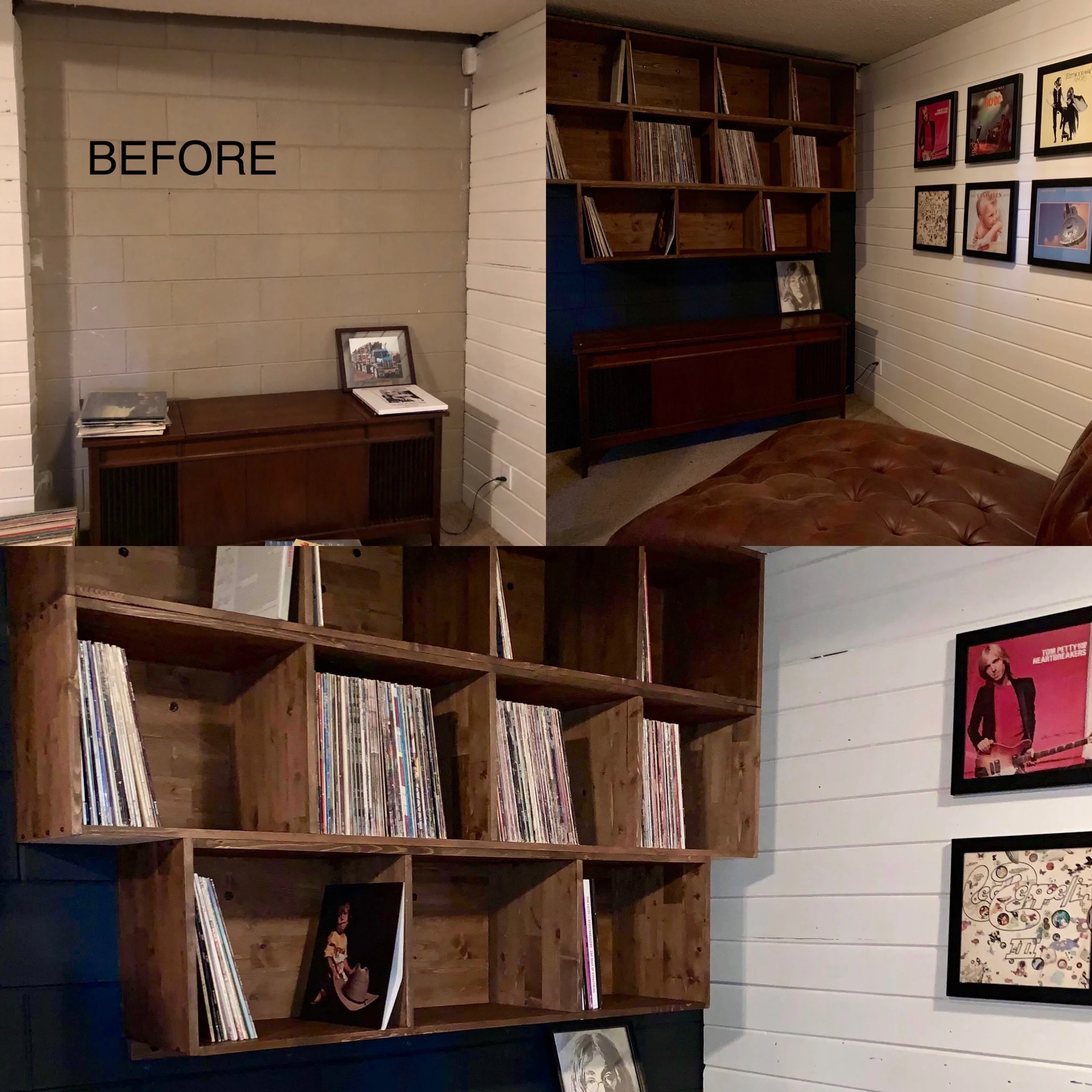 - Vintage Vinyl Records Display - 14"x14" Cubicles - Solid Wood shelves in Darkwalnut Stain