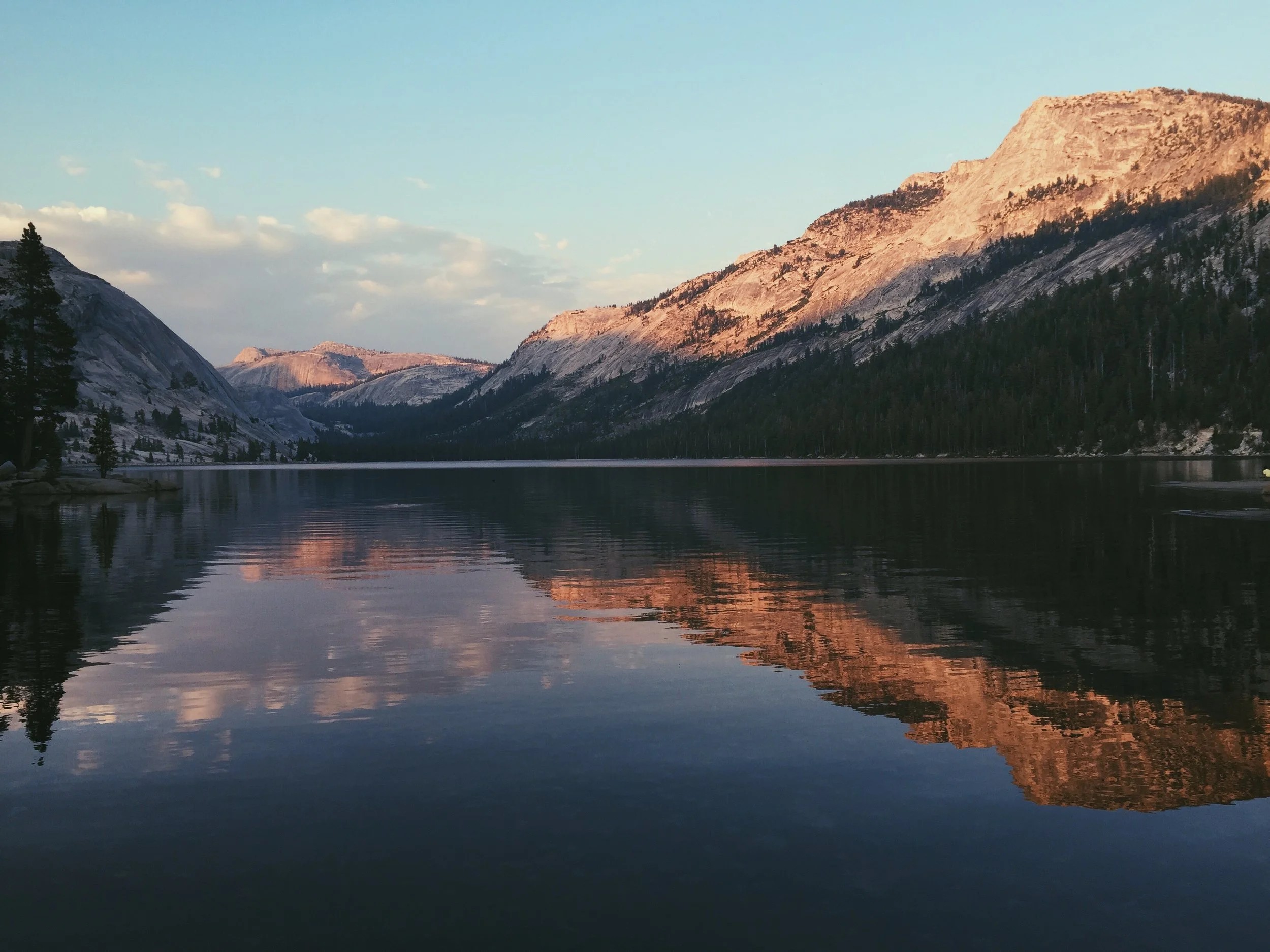 Tenaya Lake at Sunset with alpenglow