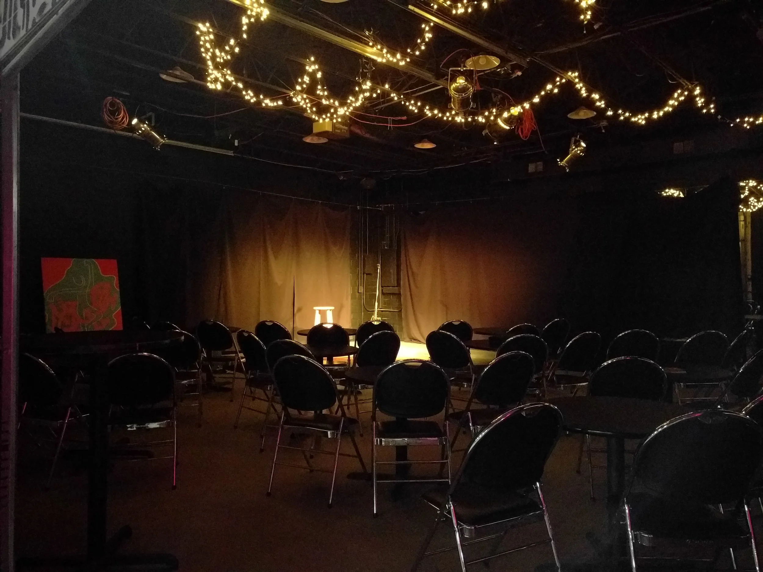 With an ample stage, Studio A is perfect for any event. Poetry, Live Music, Comedy or even meetings.