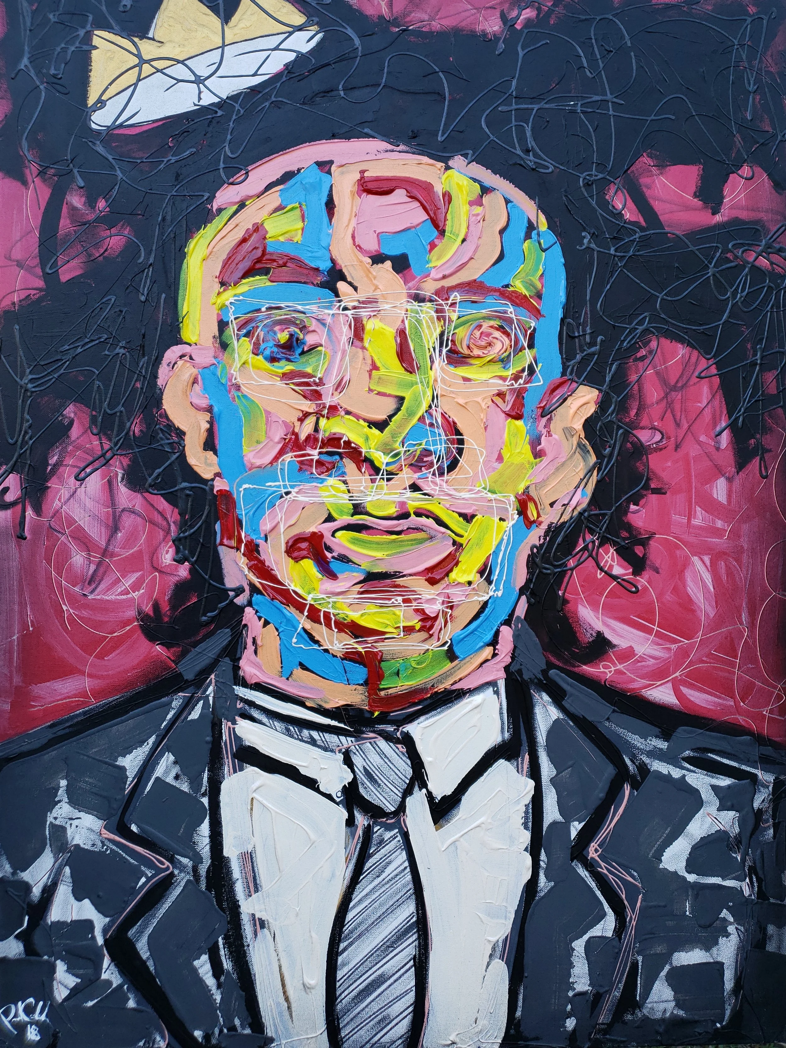 Basquait / 24 x 18 / Acrylic / Spray Paint / Marker / 2018.