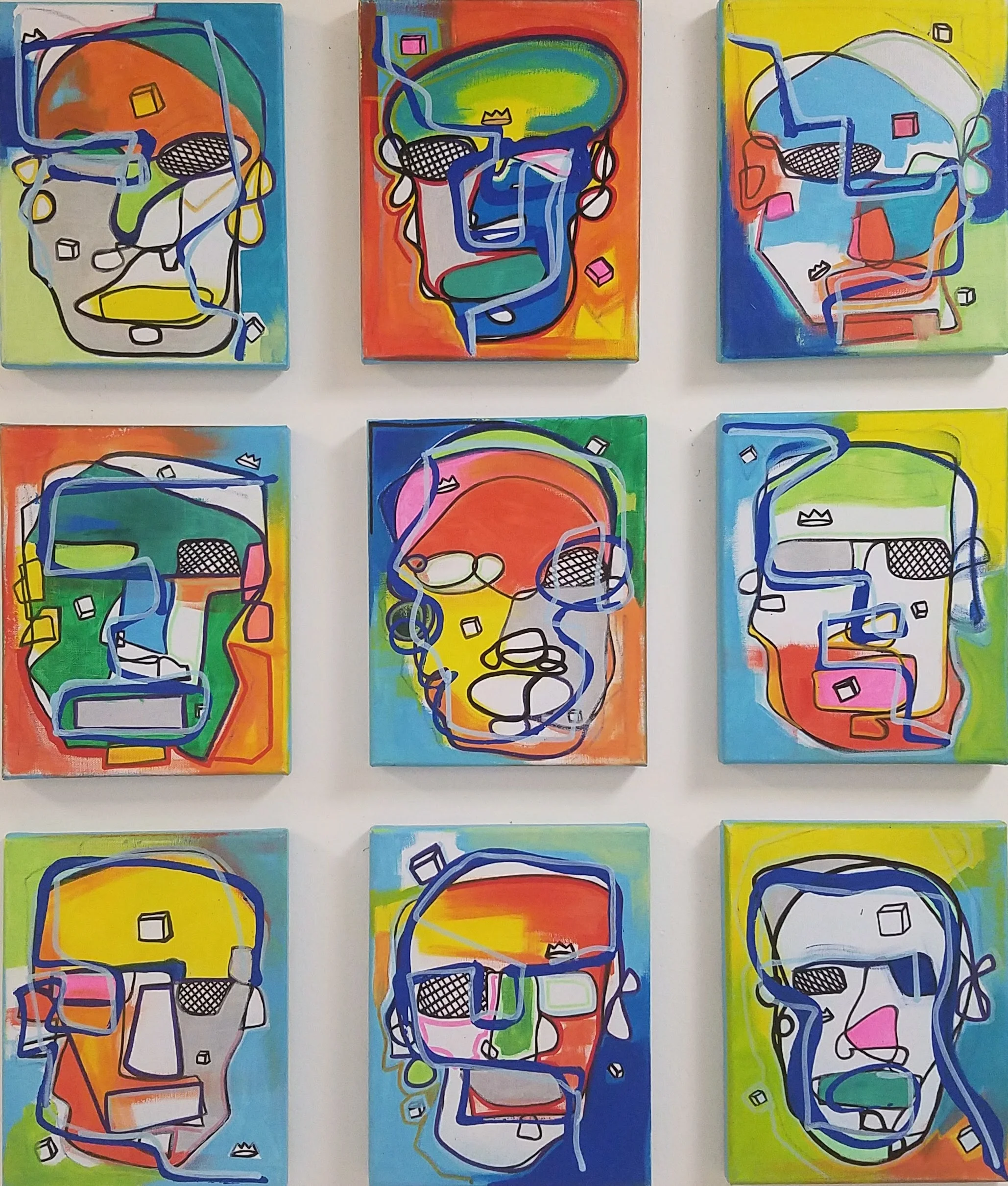 Many Mini Faces / 9 - 10 x 8 piece set / Collaboration with Jennifer Friedland / 2016 / SOLD