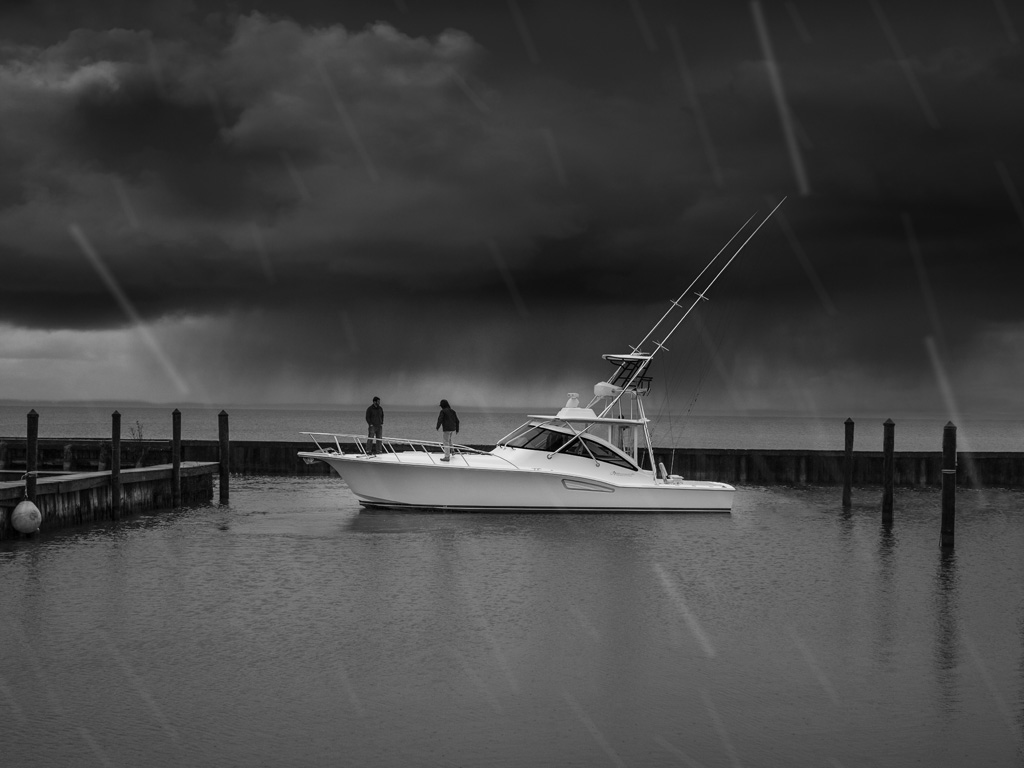 Black and white 41 Custom Carolina Edition In The Rain