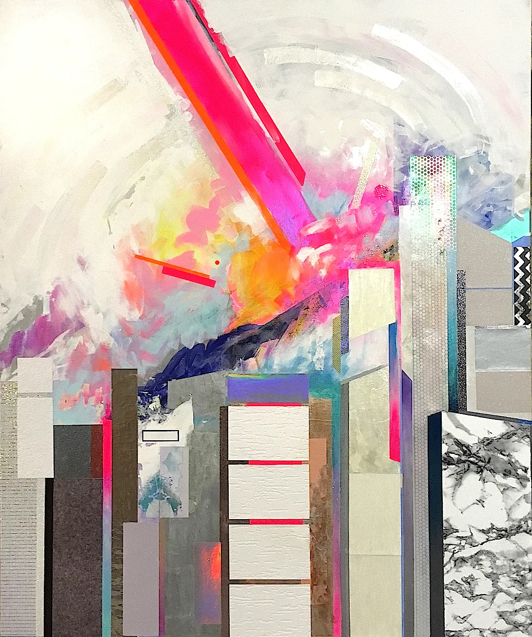 TAPETENWECHSEL acrylic, paper, tape on canvas, 100 x 120 cm, 2016