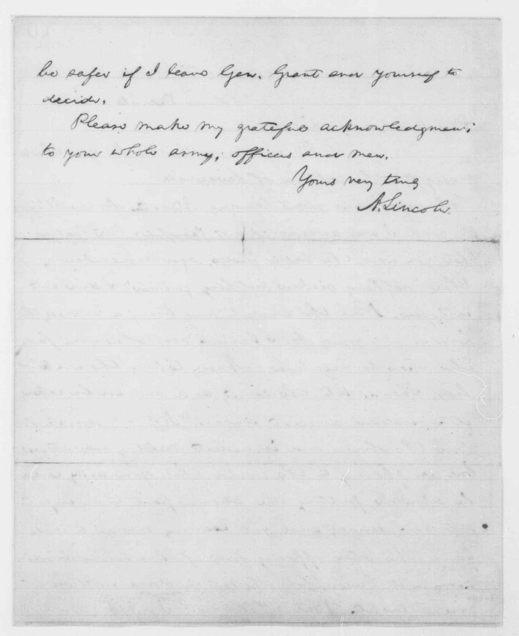 Abraham Lincoln's December 26th Letter Accepting His Gift