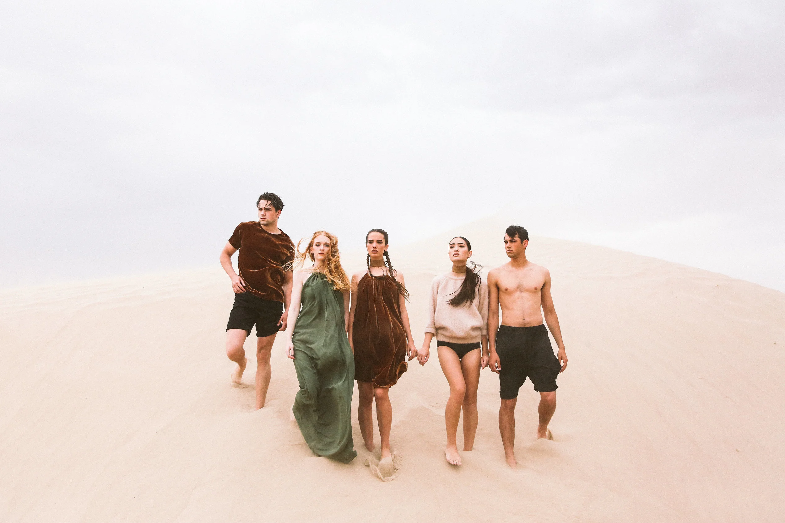 DETAILS Photography: Evelyn Eslava Makeup: Chelsea Vuksinick Wardrobe: Melody Noy Models (left to right): Dereck Richmond , Camille Nicole, Tiffany Pliler , Elizabeth Wood , Garret Pliler Styling by: Megan Beckham 