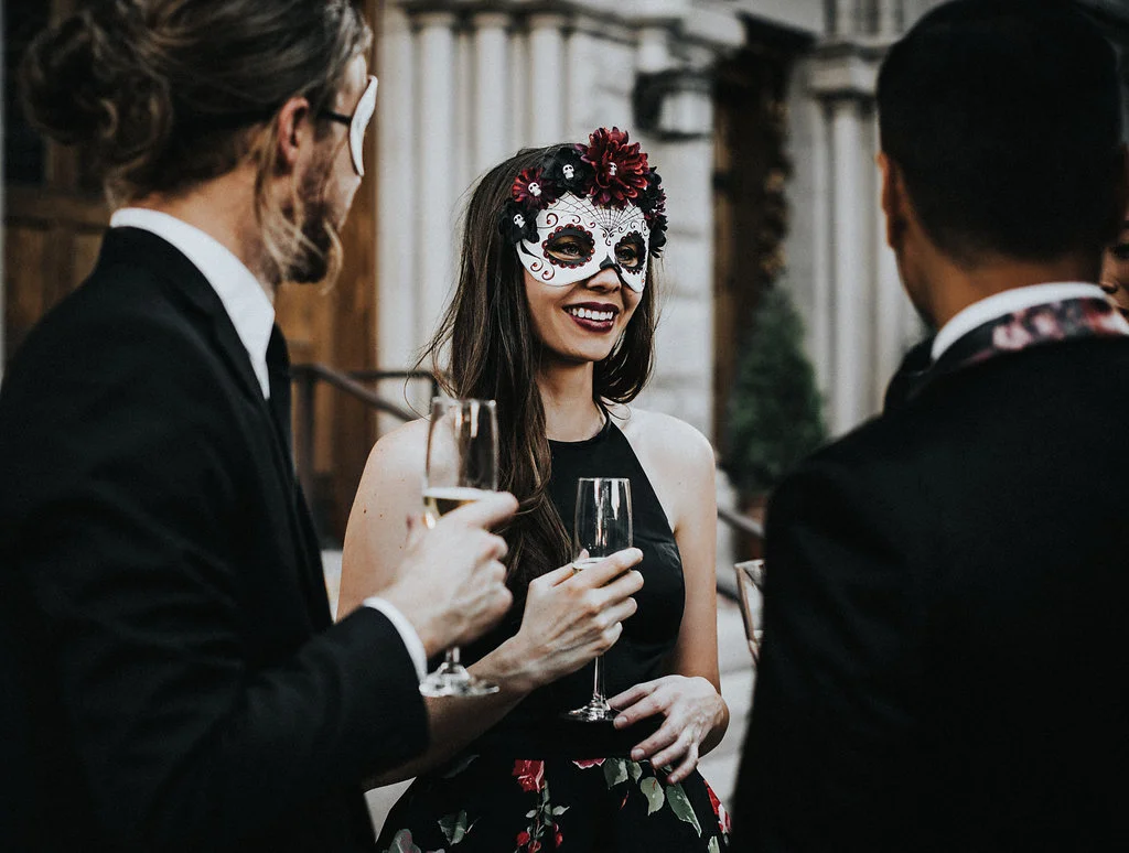 DETAILS Photography: Hailey Arnold Event Design: Leslie Dawn Events & Sax Romney Makeup: Vivian Johnson Dresses: Dress Collective Suits: Perfectly Suited Masks: Masked Zone Models: Carlie Stylez , Jackson Wood , Kim Kienow , Derek Richmond , Nadya Cox , Robert Naylor , Noah Jarman , Natalie Workman , Josilyn Vassau , Lucy Lu , and Joe