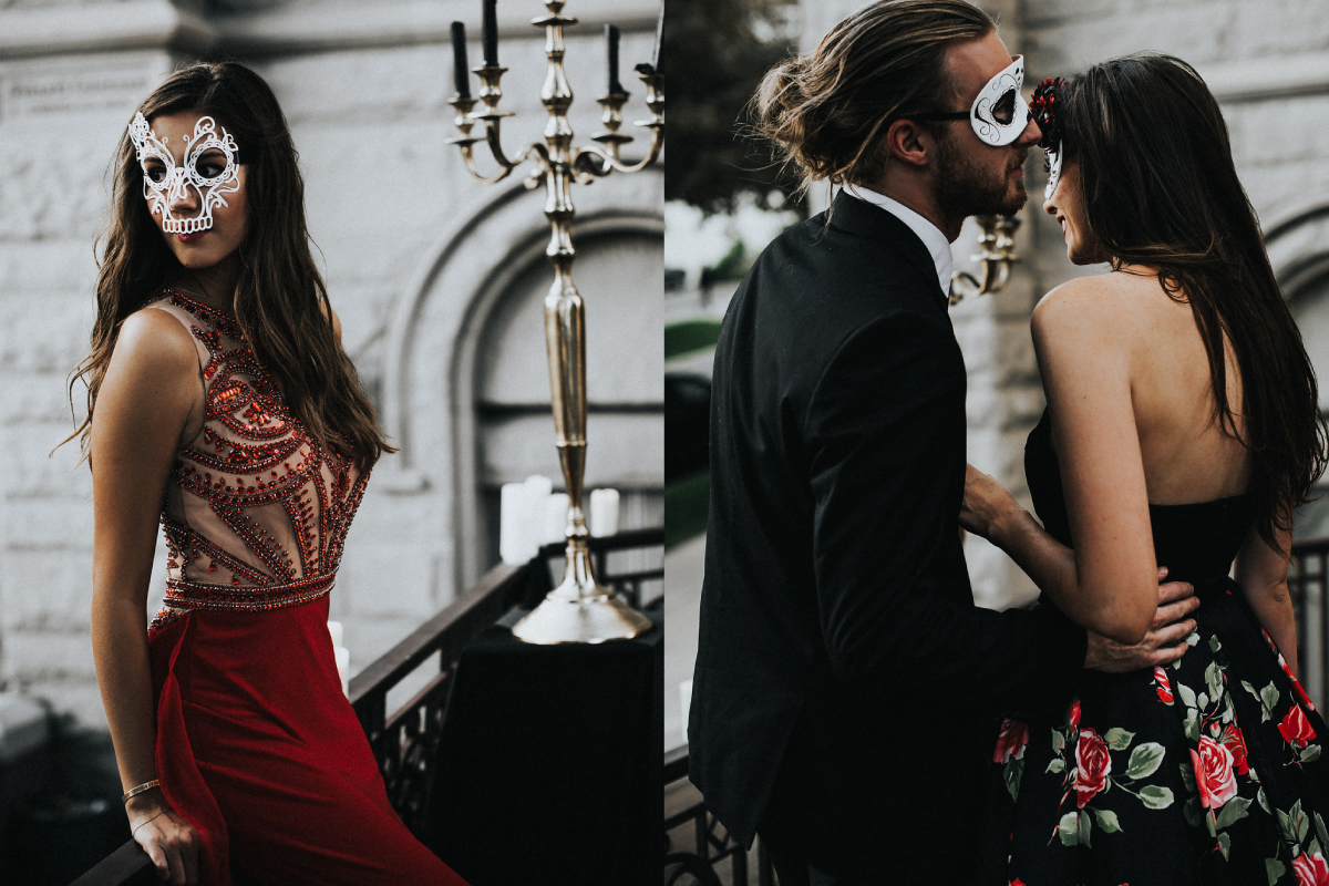 DETAILS Photography: Hailey Arnold Event Design: Leslie Dawn Events & Sax Romney Makeup: Vivian Johnson Dresses: Dress Collective Suits: Perfectly Suited Masks: Masked Zone Models: Carlie Stylez , Jackson Wood , Kim Kienow , Derek Richmond , Nadya Cox , Robert Naylor , Noah Jarman , Natalie Workman , Josilyn Vassau , Lucy Lu , and Joe