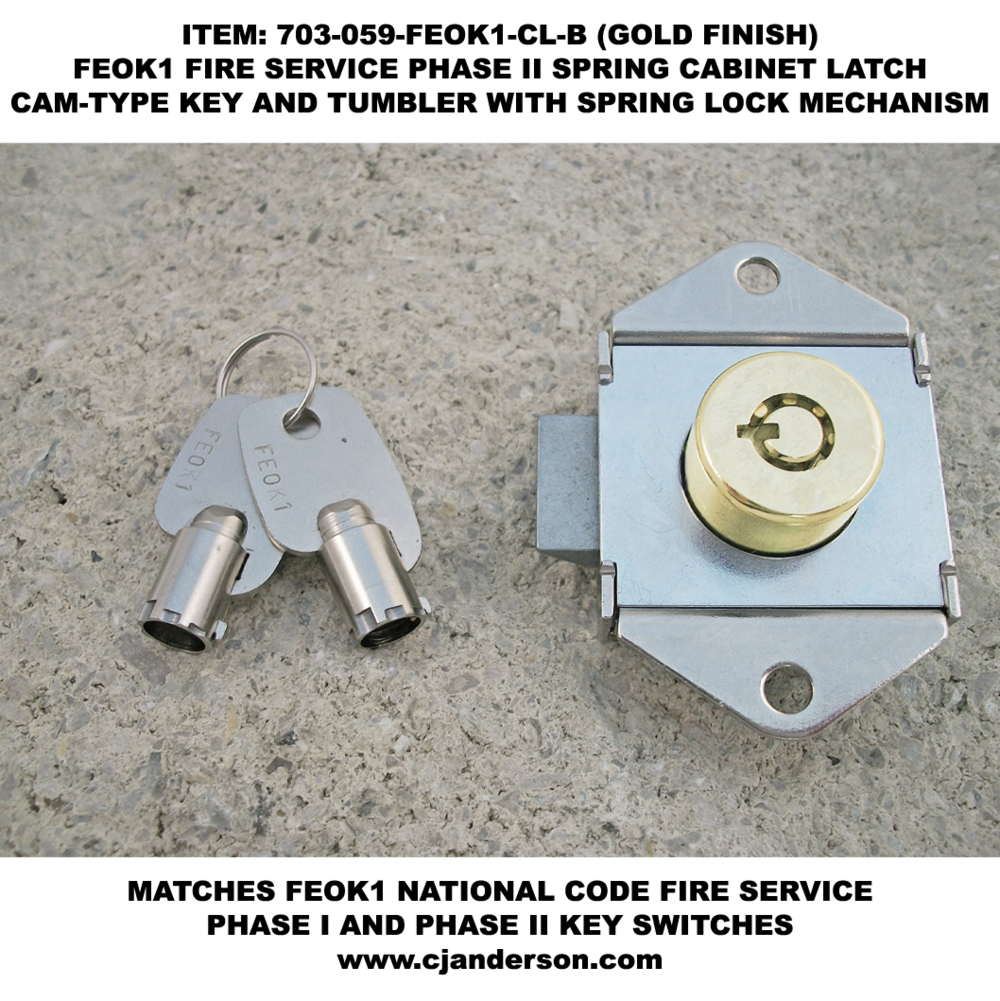CJA Fire Service Cabinet Locks - Silver or Gold Finish — C.J.