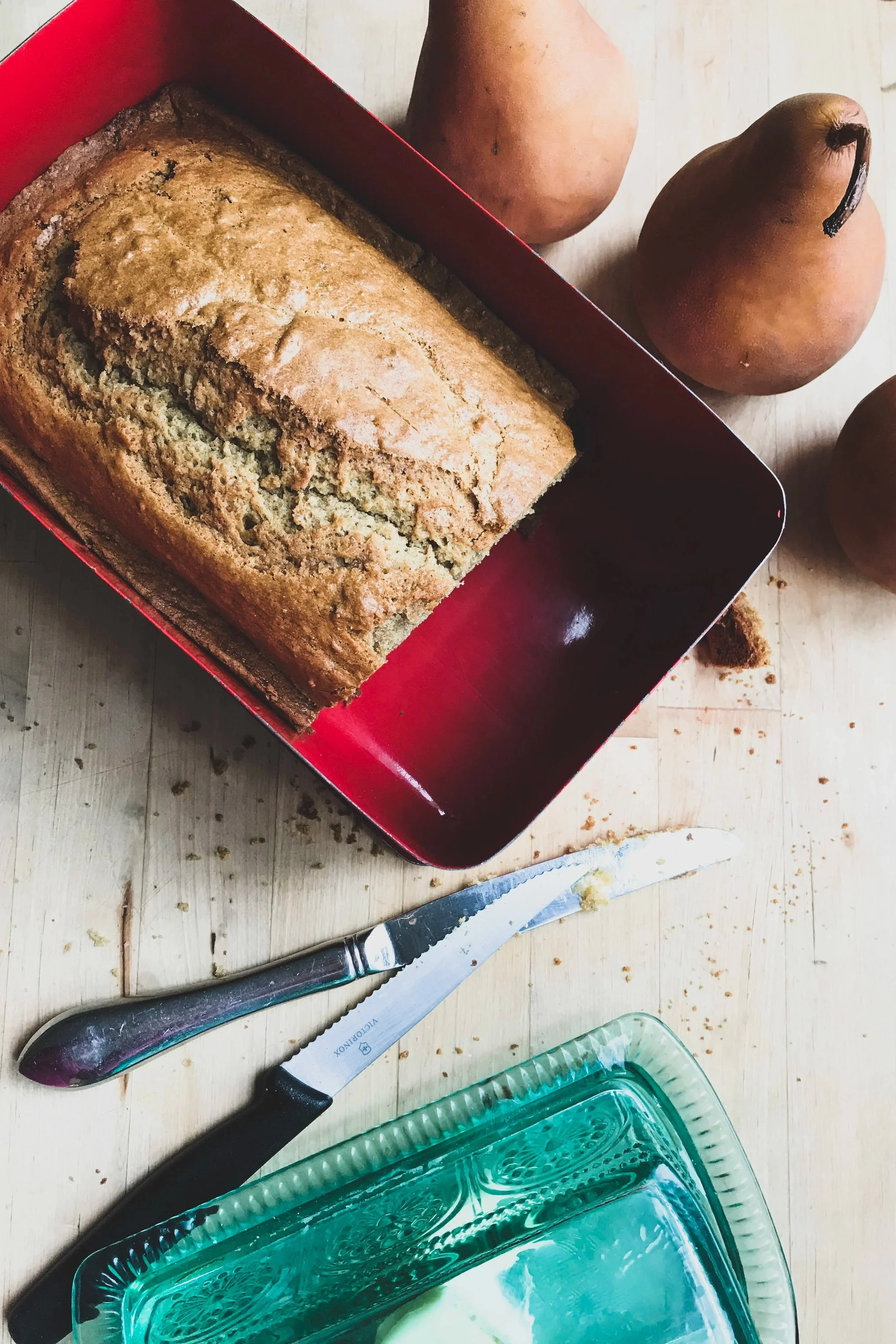 no stress easy quick fall pear bread