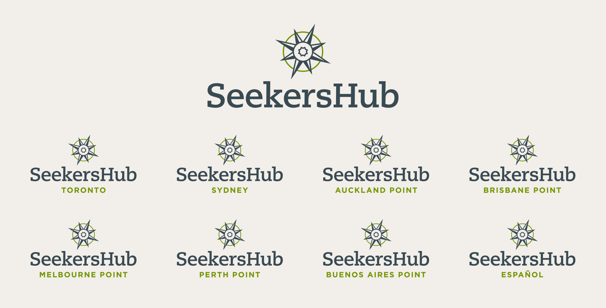 New identity and brand extensions. The challenges presented by the previous identity were resolved. Brand equity was carried over through a refined compass and color palette that was still reminiscent of the previous identity.