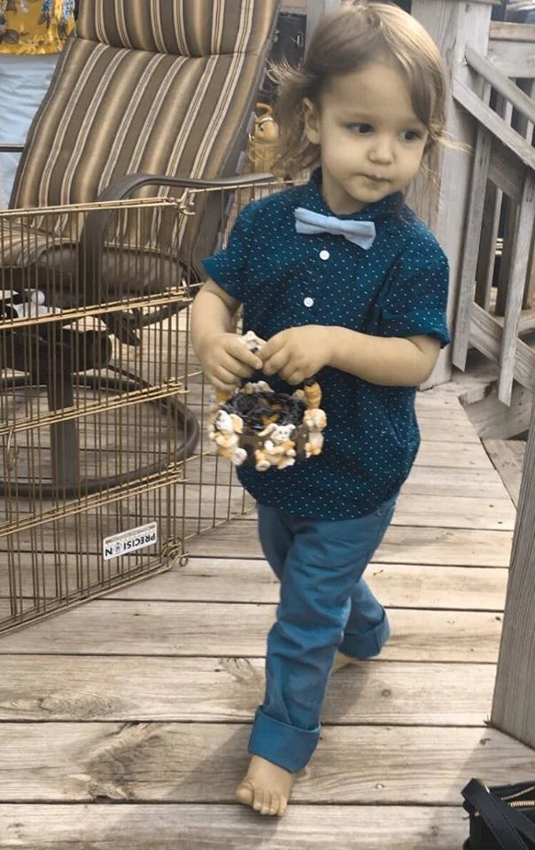 Robert carefully carrying Grandma Nelson's basket of jelly beans!