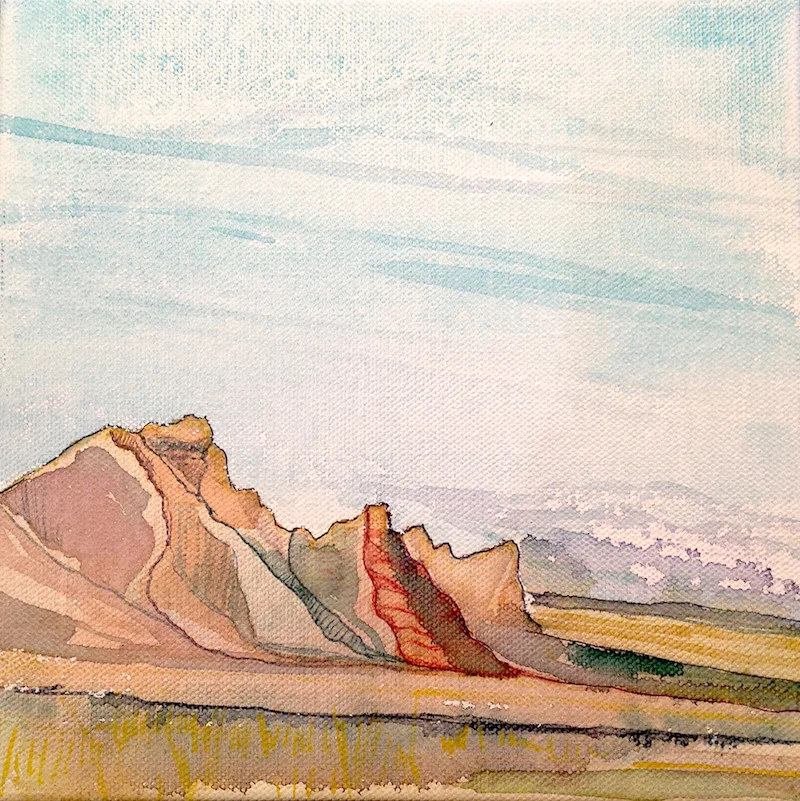 Badlands Summer - 8x8 - Watercolor on Canvas (Copy)