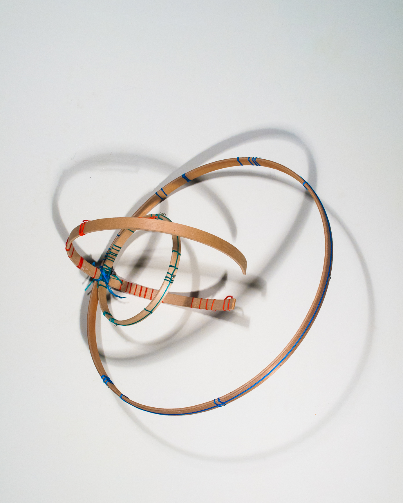  Untitled. Altered embroidery hoops, silver rings and hand dyed cotton. 