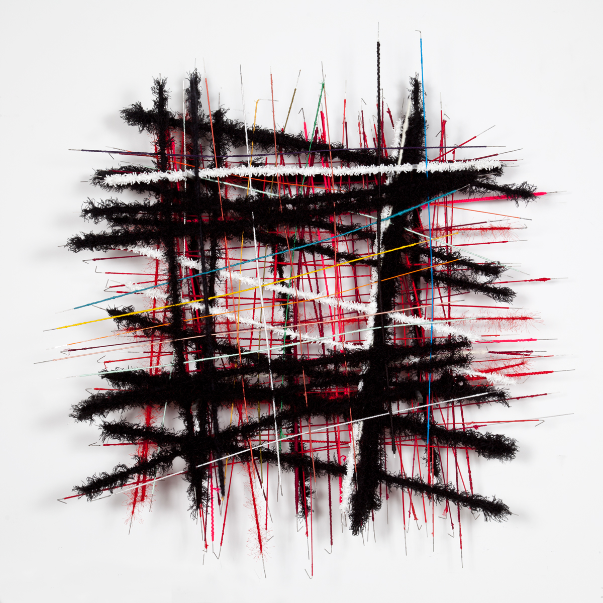 Hashtag (alt composition), 2014-2015 Bronze, cotton, silk, on steel frame. 