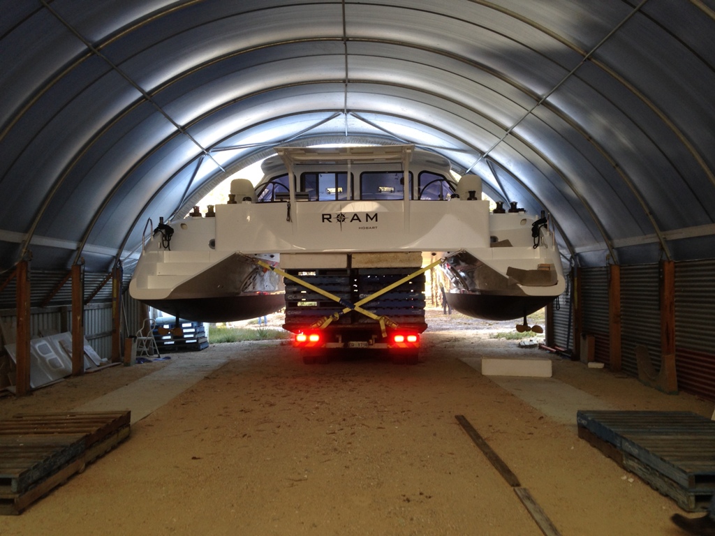 Rollout. ROAM is on the move for the first time loaded onto Kellara Transports trailer. April 2015.