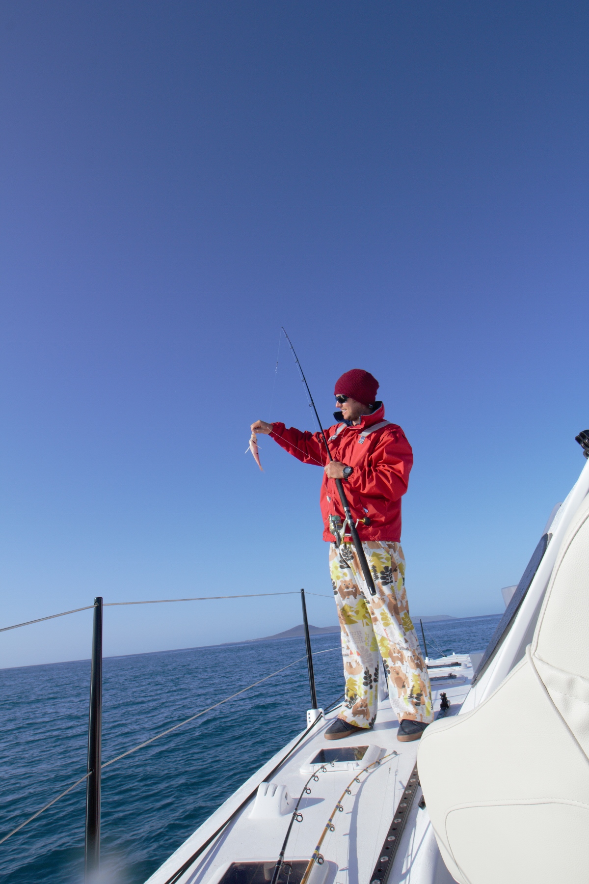The famous fishing pajama pants ... and the mysterious one Spotted Puller.