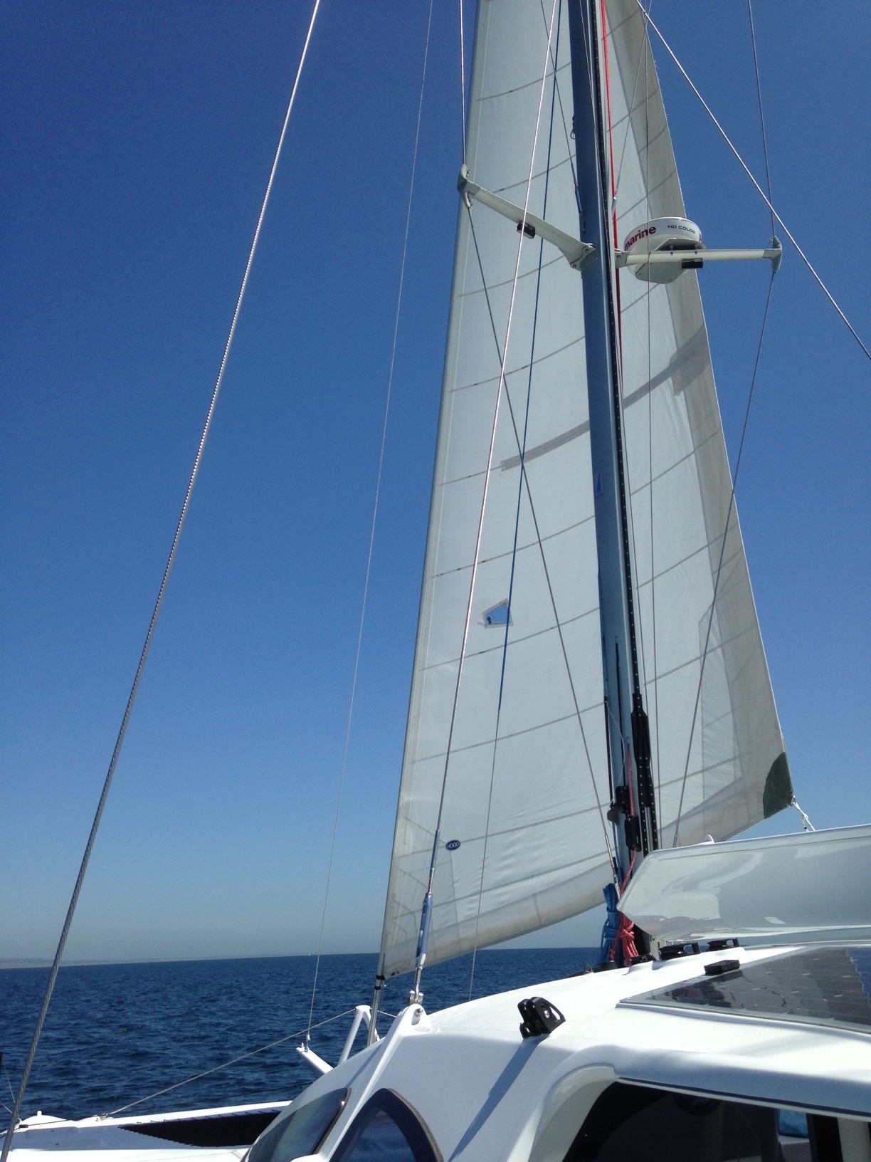 Kavahla's old jib getting some more sea miles in as ROAM sails for the first time. Cheers Dave letting us borrow it. It will keep some hours off our engines while our sails are made up.