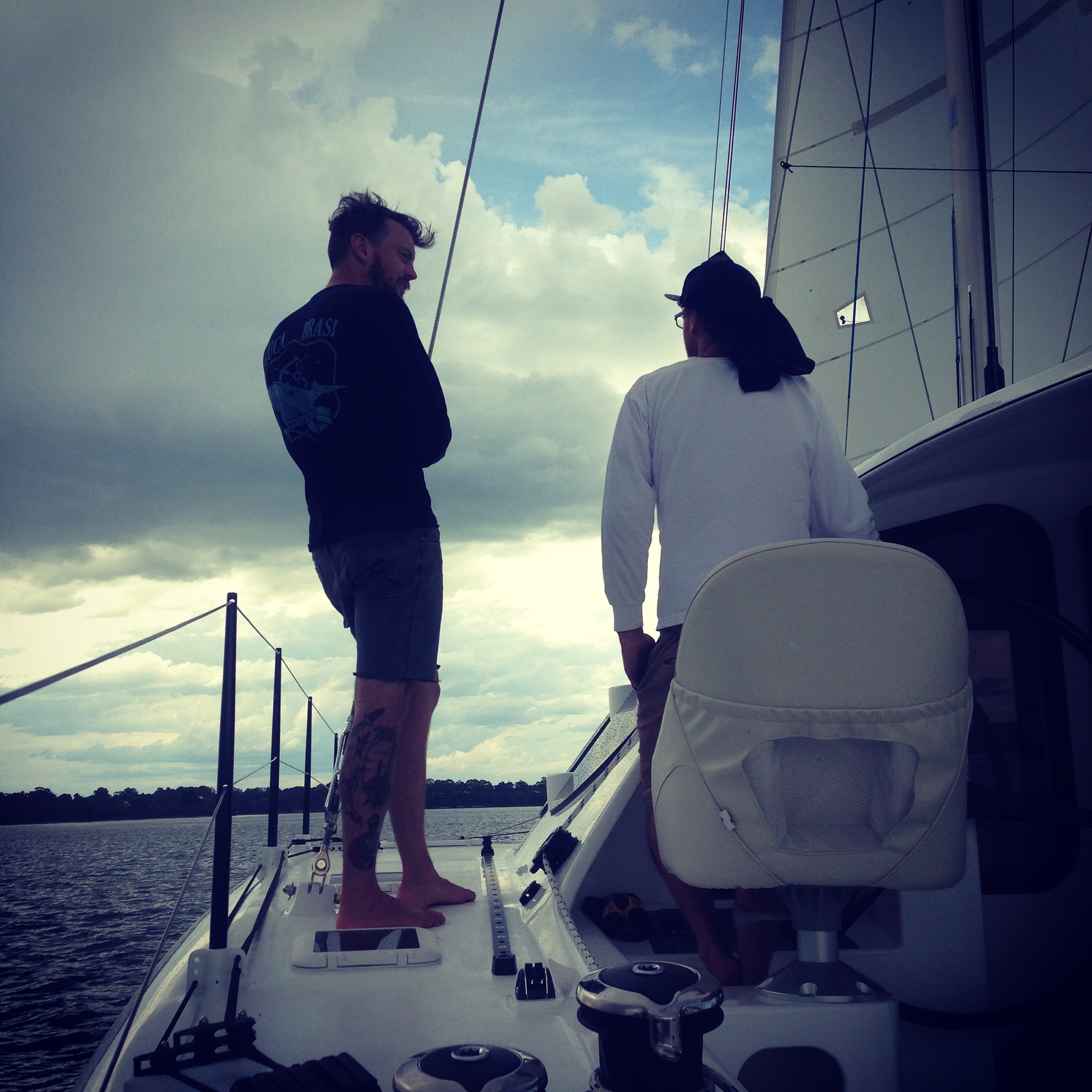 Storm clouds moving in as we sail into Paynesville. 