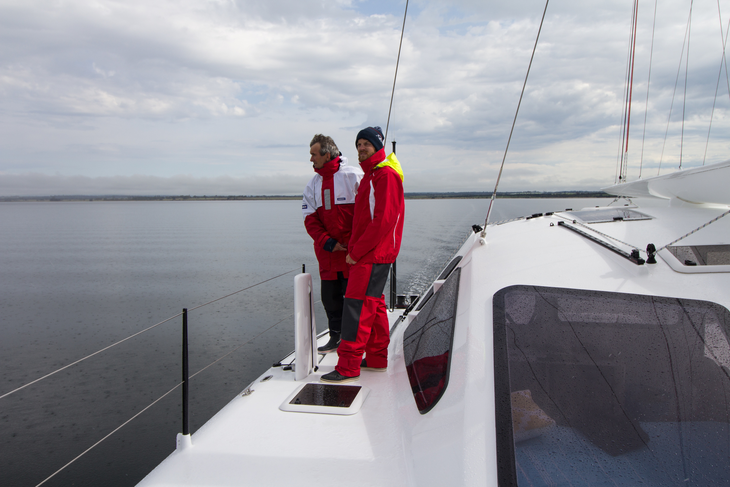 John and I deciding if we still need our wet weathers...we did.