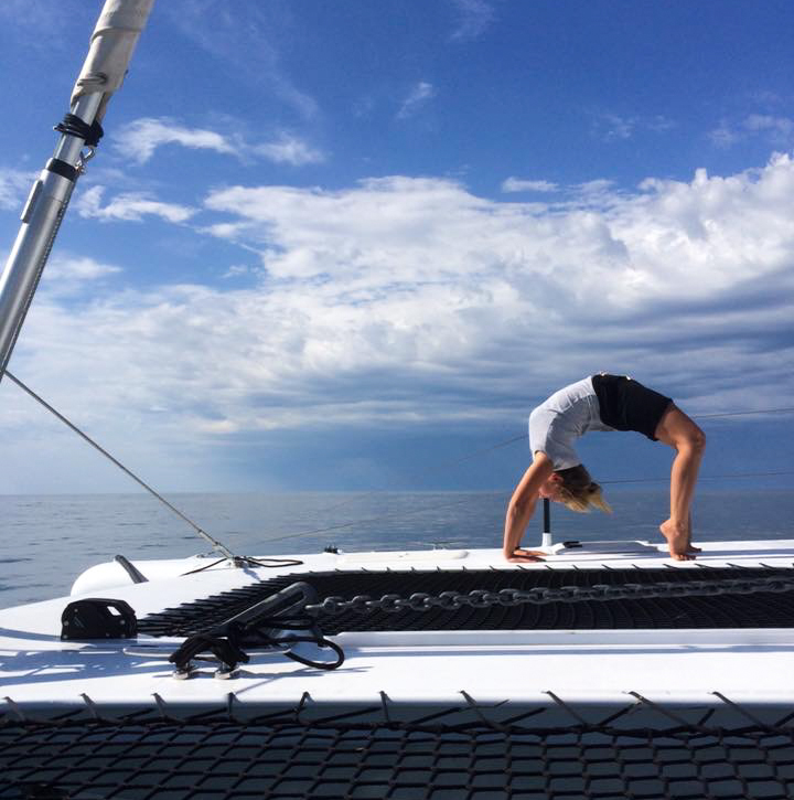 Just casually having a yoga session on the deck as we left Lakes and started for Moruya.. Making the most of any opportunity to fit in a good yoga stretch session or CrankIT suspension training. 