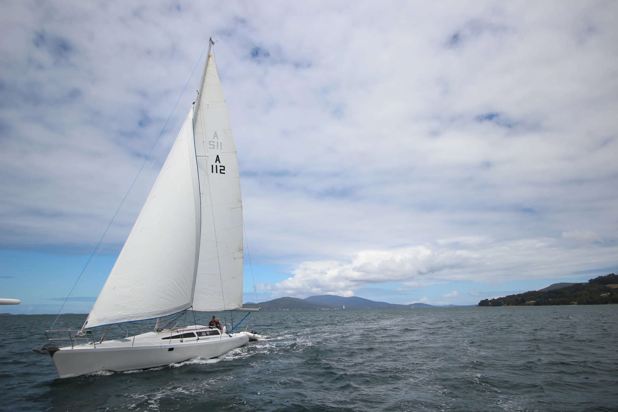 Sailing around the D’ Entrecasteaux Channel with "Rat" and Lise, a friend of ours who sails this shmick, sleek 40 foot Adam's "Friday". 
