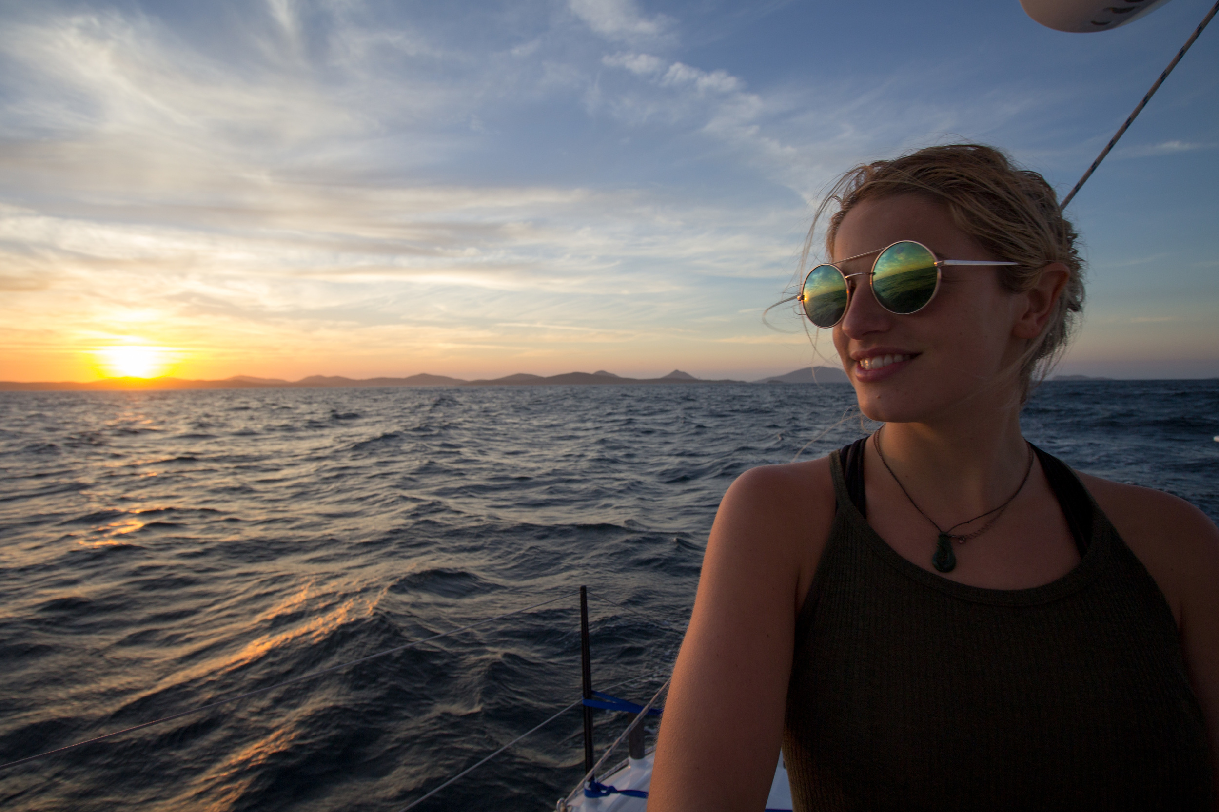 Holly as we depart Port Stephens.