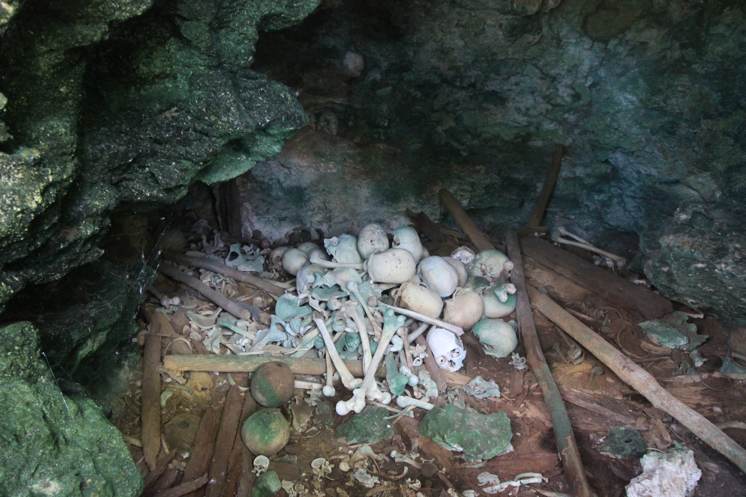 There were human bones and skulls of all different sizes in a cave on the hillside behind the village. Ty took us here to see, a little disturbing really, believed to be left behind from the cannibalism days but no evidence or story behind the pile of bones.