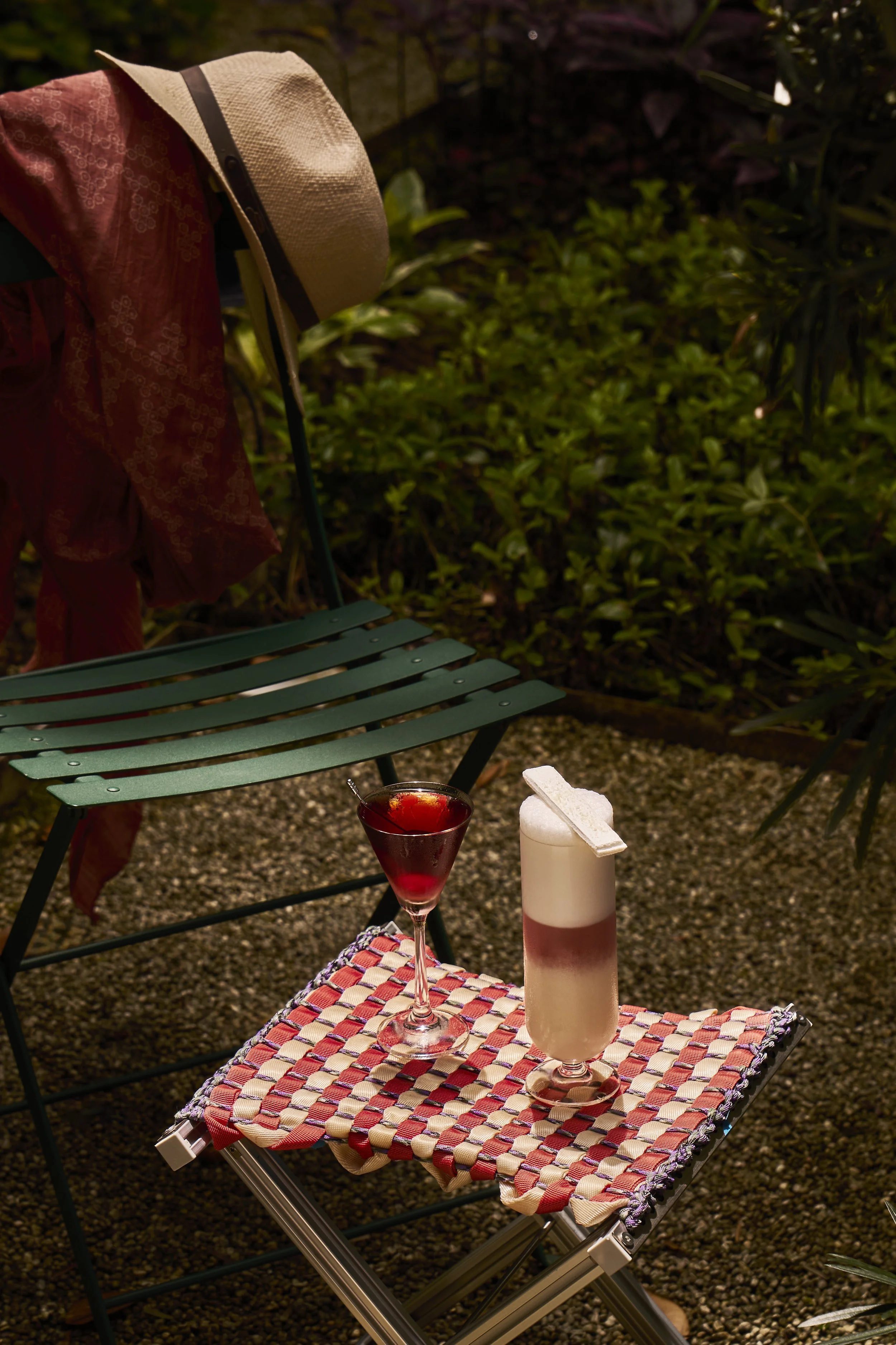 Jigger & Pony BLOOM Menu cocktail - Manhattan and Champagne Ramos Gin Fizz