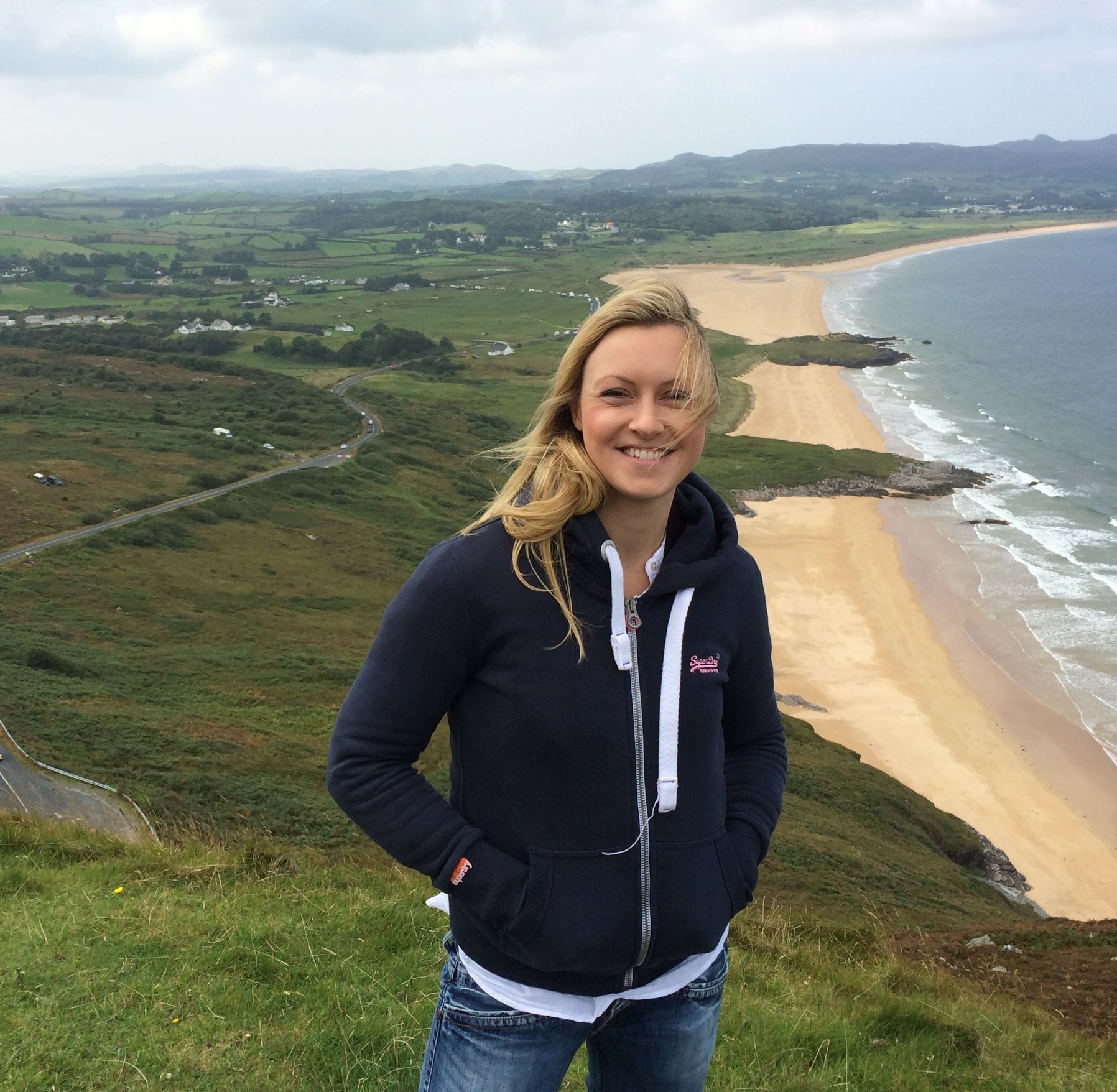 STANDING ON BEAUTIFUL KNOCKALLA HILL IN COUNTY DONEGAL, IRELAND.
