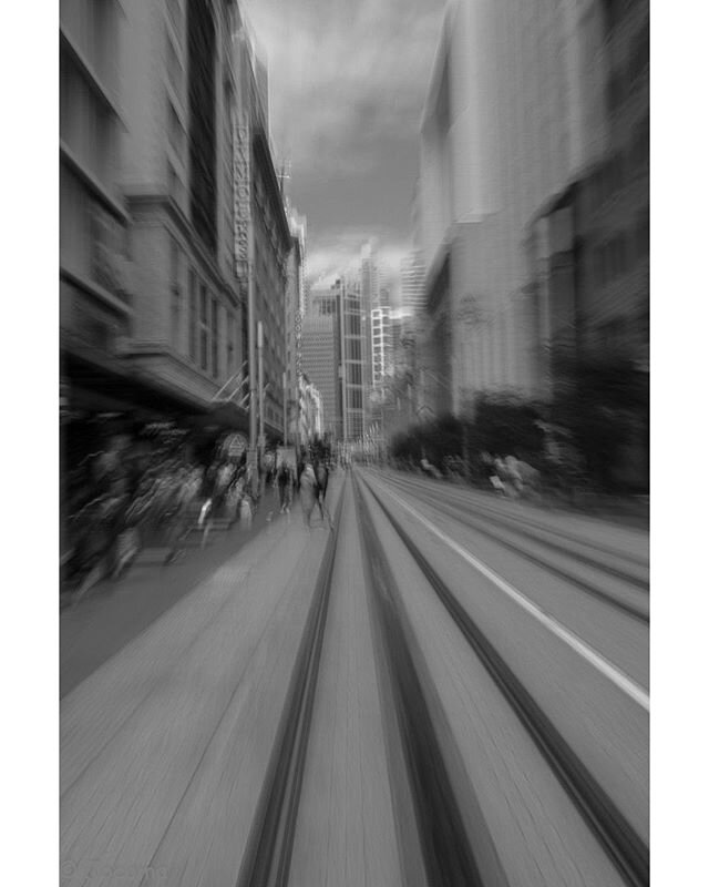 Tram drivers view of George Street
.
.
.
#sydneytrams #blur #jocoma.space #blackandwhitephotography