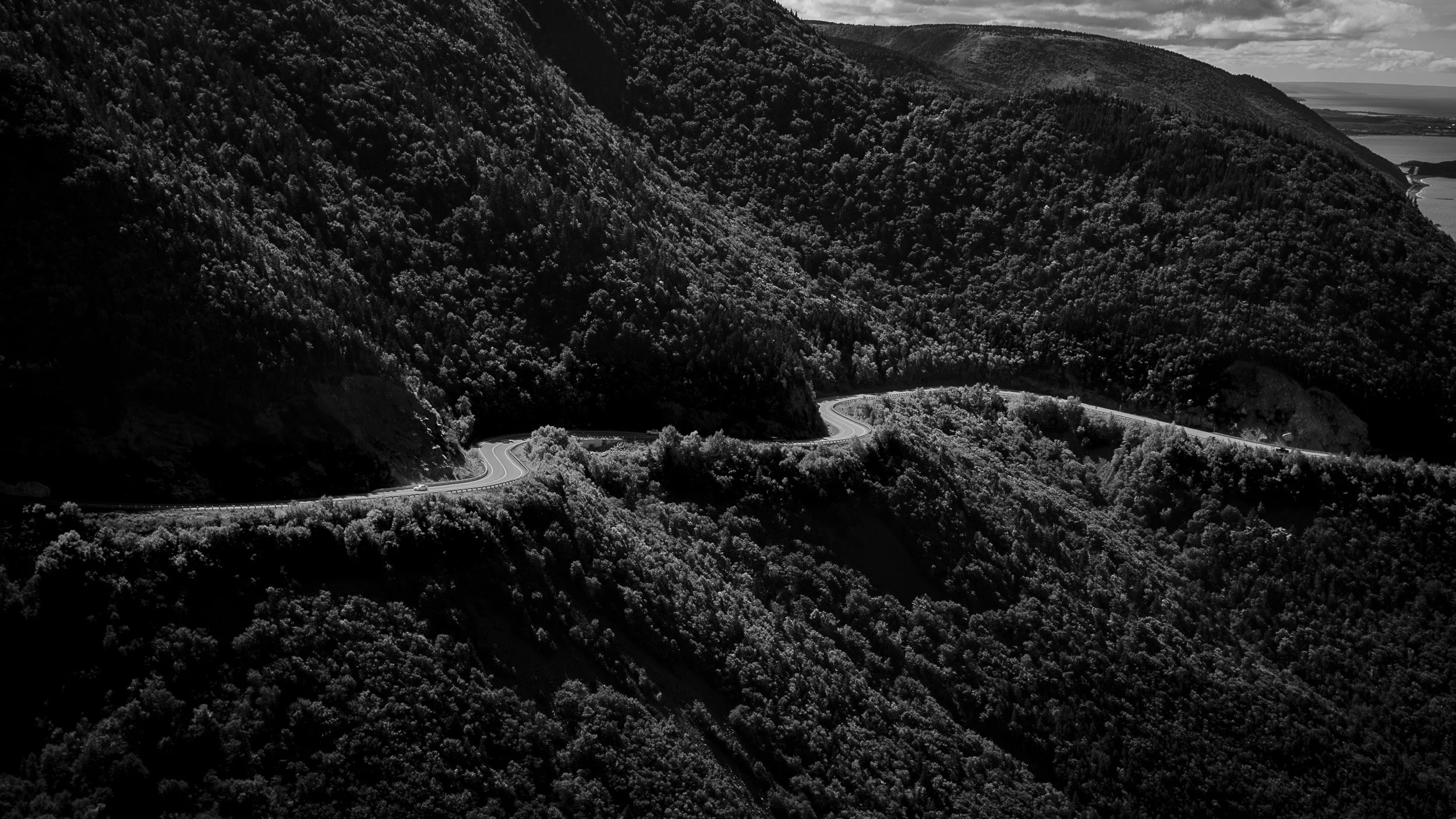 Looking down on Cabot Trail from Skyline, Cape Breton