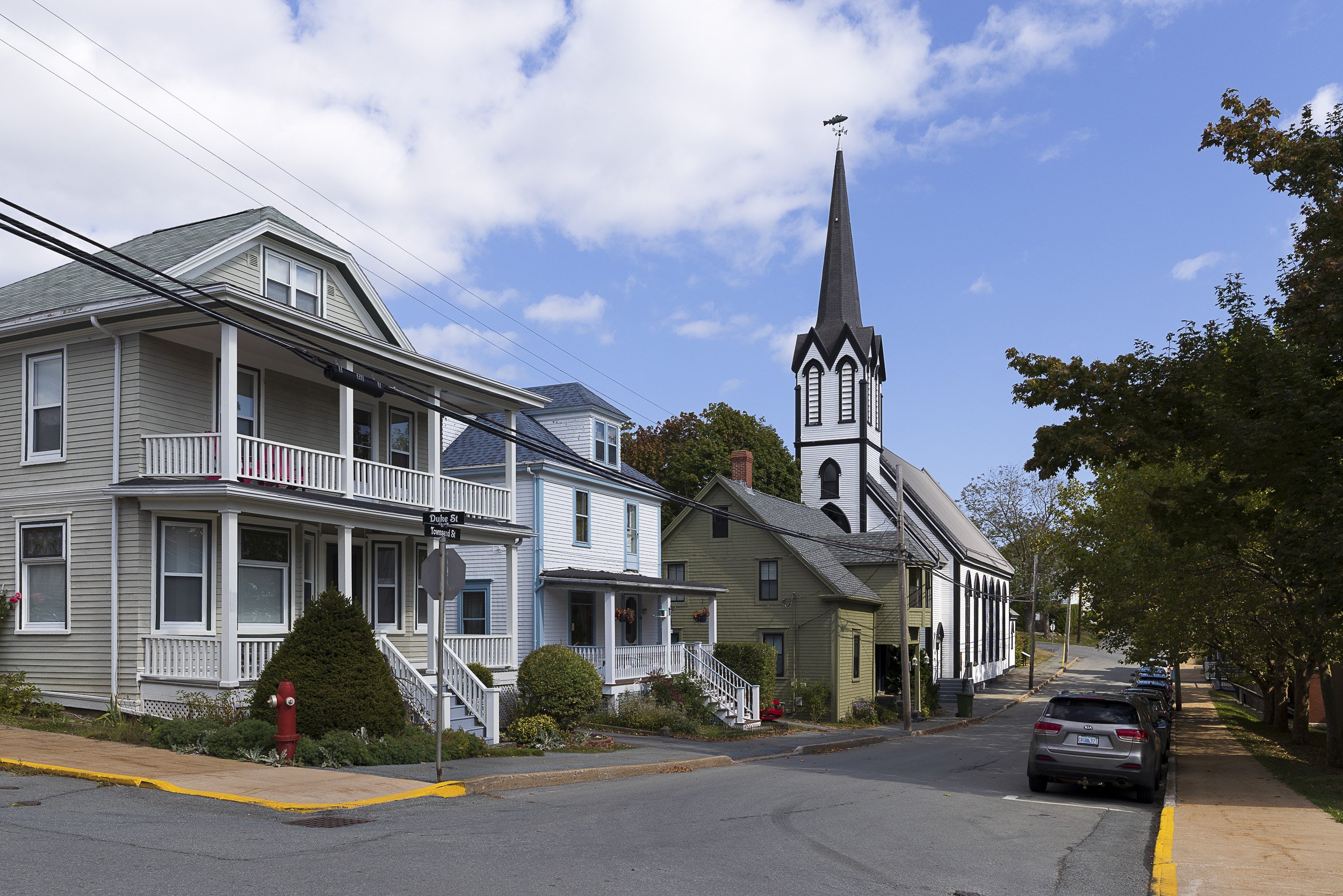 A typical street and church. Lunenberg, Nopova Scotia