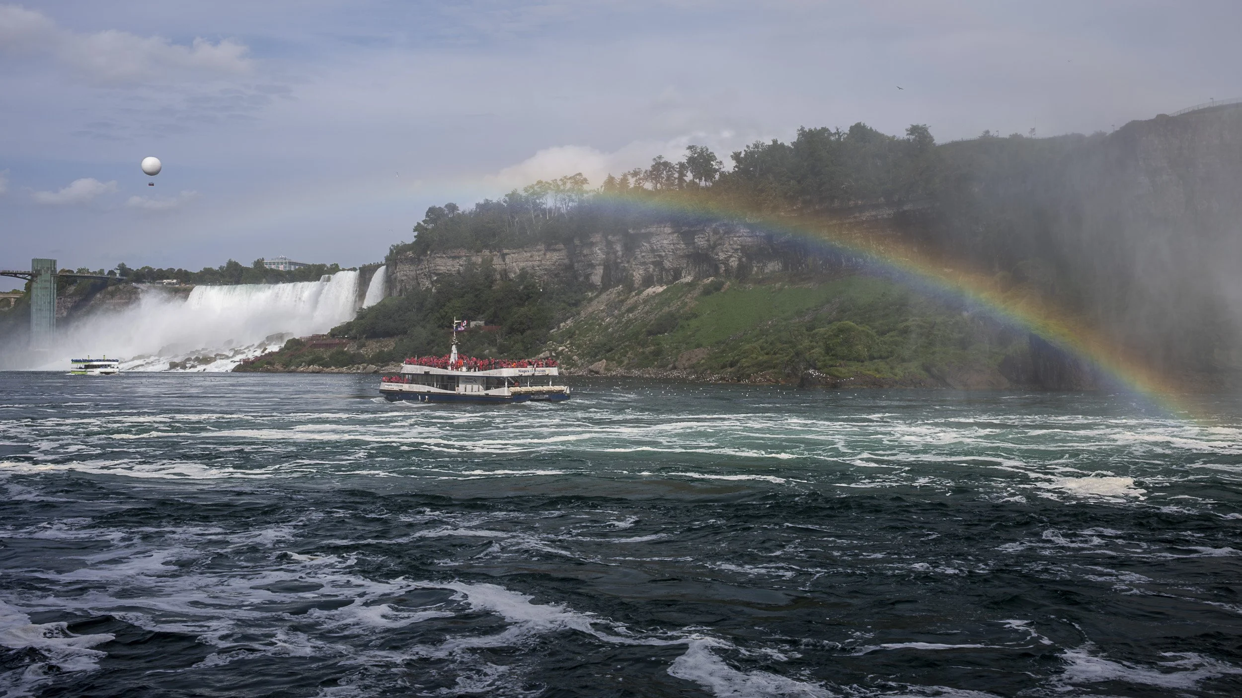 Rainbow above cruise boat, Niagara Power Station Tunnel