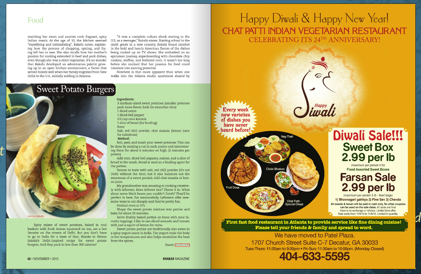 Atlanta's Khabar Magazine feature on my cooking series, "Around the World in $40" on HLN. Pg. 2