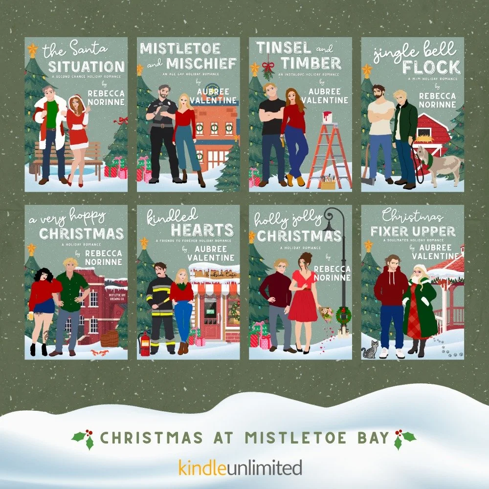 When I started drawing character art to use for teasers for the Christmas at Mistletoe Bay series, I didn't envision turning them into covers, but then the universe told me in no uncertain terms that was absolutely what needed to happen. So here they