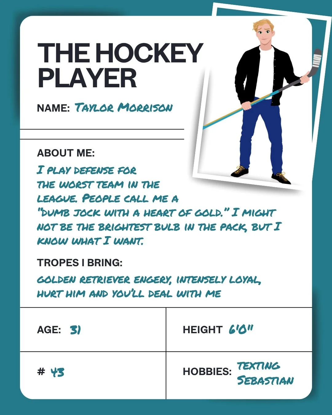 Get to know Taylor Morrison from my #mmhockeyromance, PLAY THE GAME.