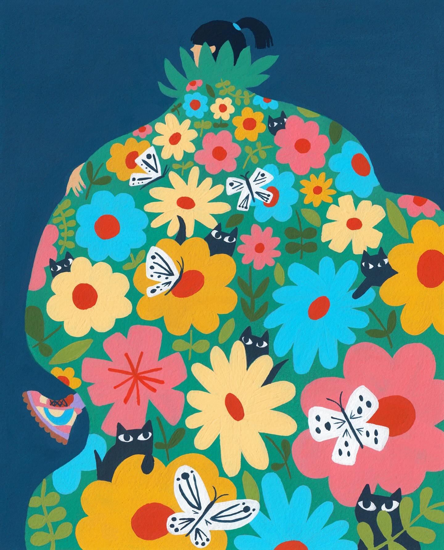 Flowers on my mind. I&rsquo;m ready for spring but the weather around here isn&rsquo;t feeling it yet! Here&rsquo;s a piece I painted for the RISD Illustration Faculty Show last fall. 

#surfacedesign #illustratedart #illustrationartists #illustratio