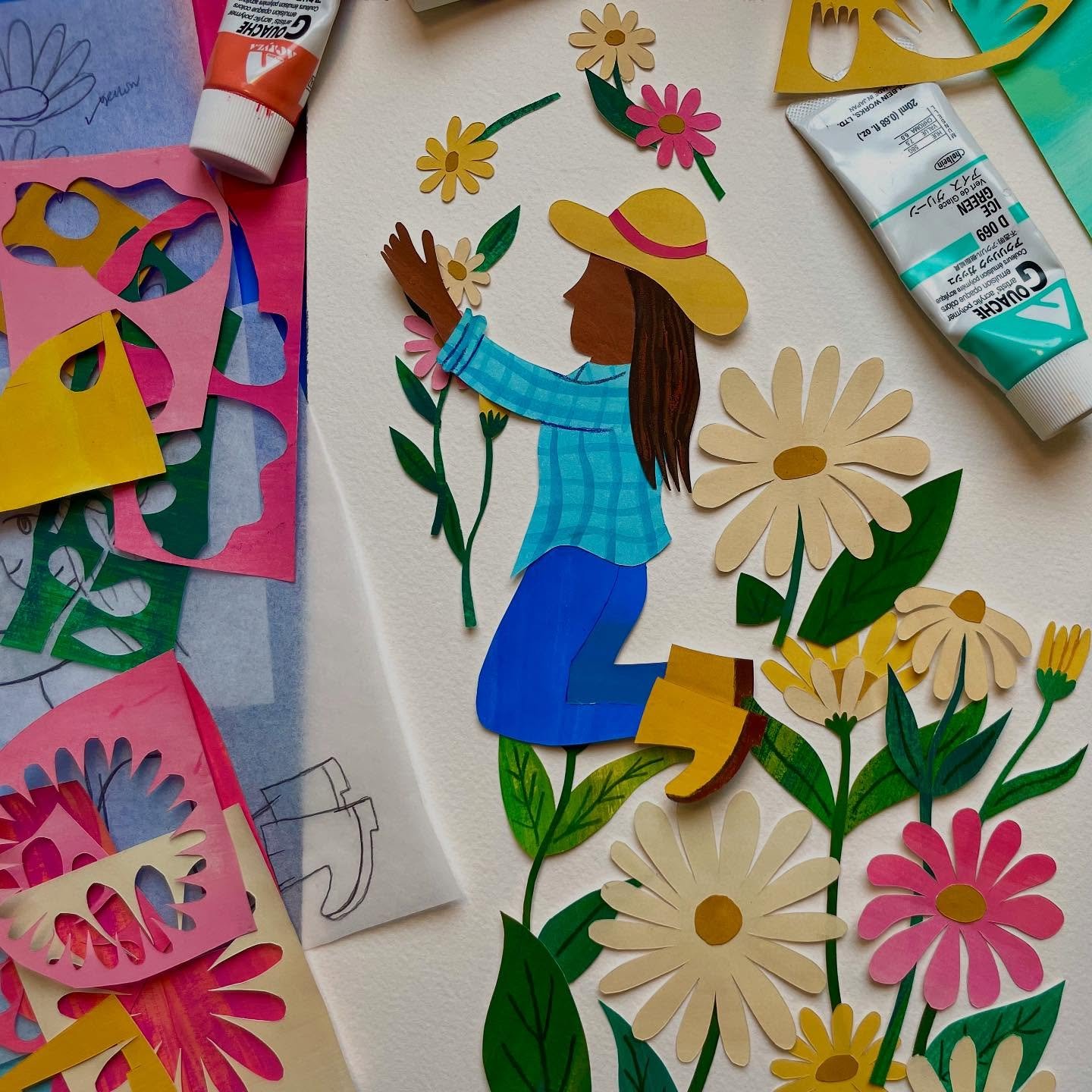 Cut paper compositions always feel so relaxing and meditative. It&rsquo;s been a few months since I&rsquo;ve had time to sit down and play in my sketchbook and creating just for the sake of creating&mdash;I really need to make space for it again! Thi