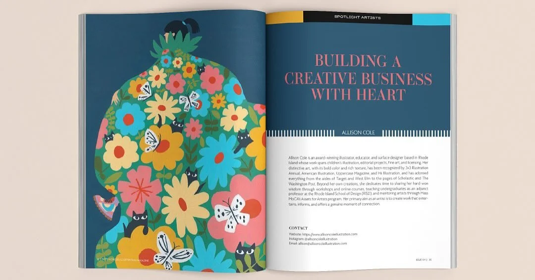 Recently, I had the honor of being interviewed for Dots x Circles Issue #4. I discussed creating illustrated products for clients, as well as my own line of products that I manufacture and make myself. It was a lot of fun to share my journey over the