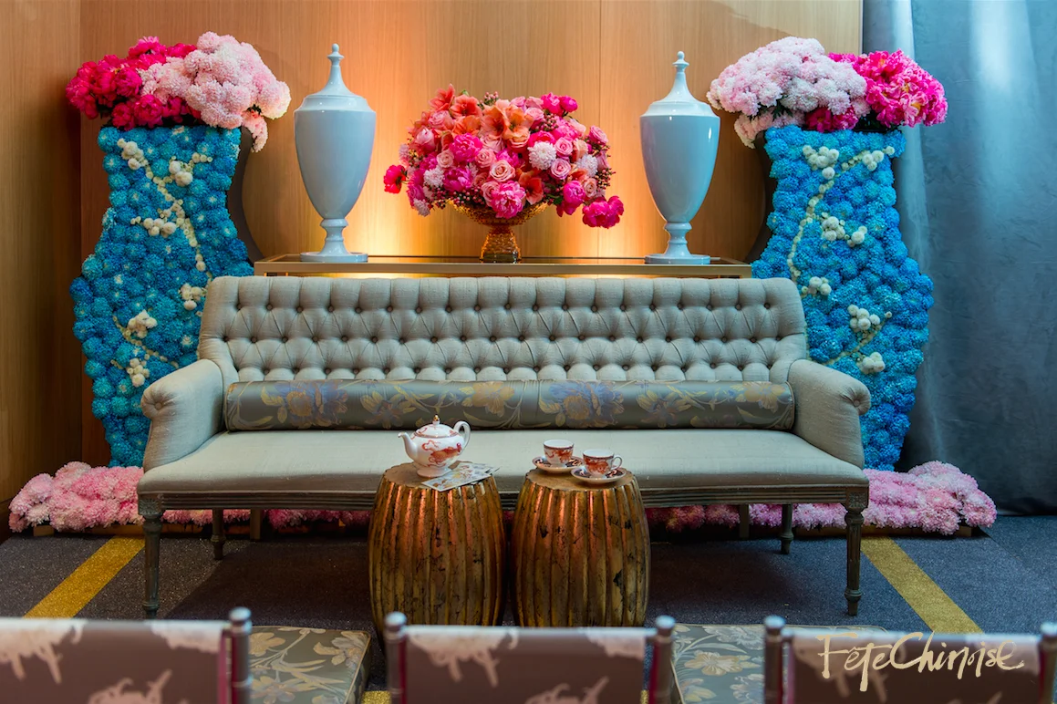 The Tea Room: beautiful room designed by Fiori Floral and Spectacular Spetacular, featuring a custom carpet by Reznick Carpets , special pieces from @Contemporary Furniture Rentals