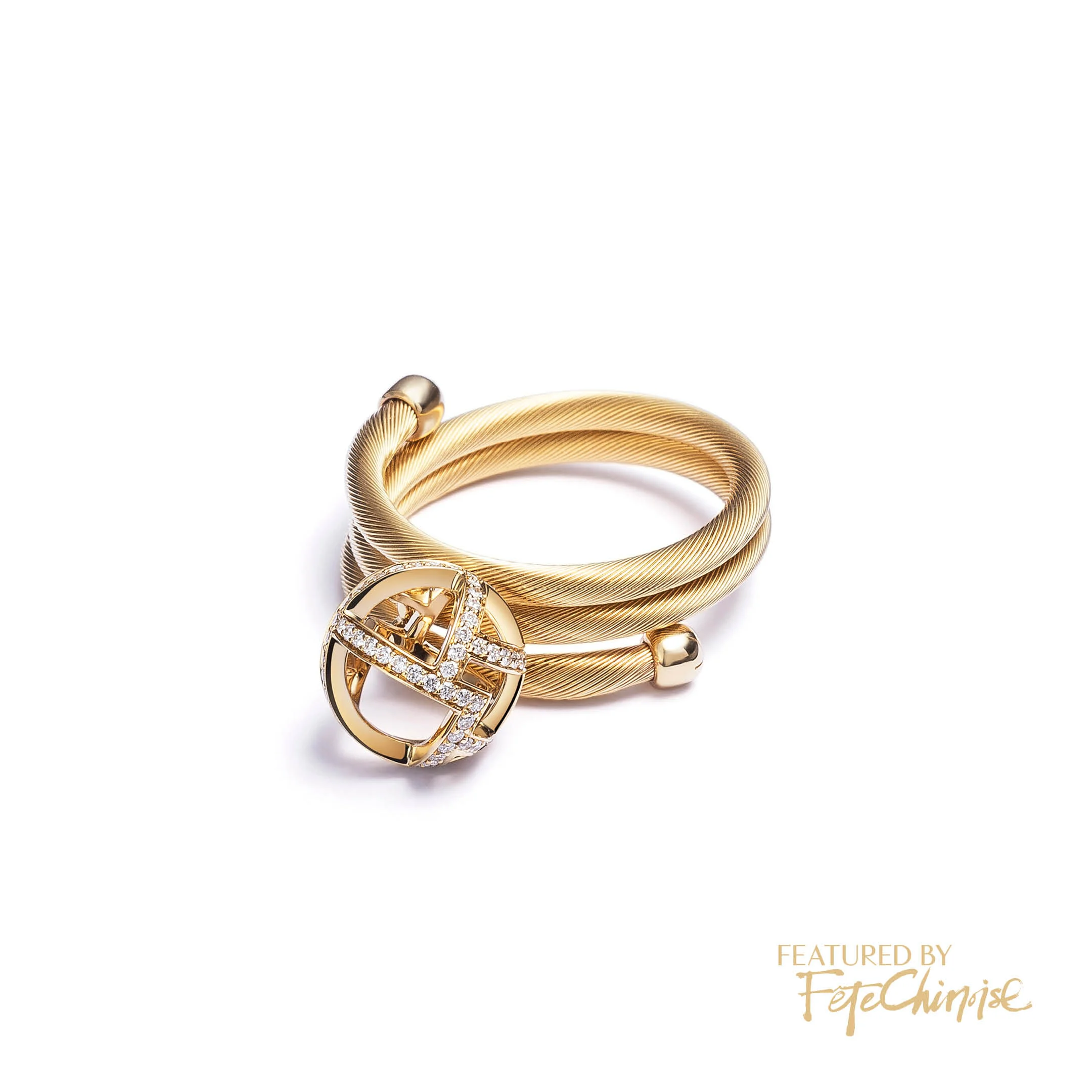 Shang Xia “Dragon Pearl”  18 Karat Yellow Gold with Diamond Ring