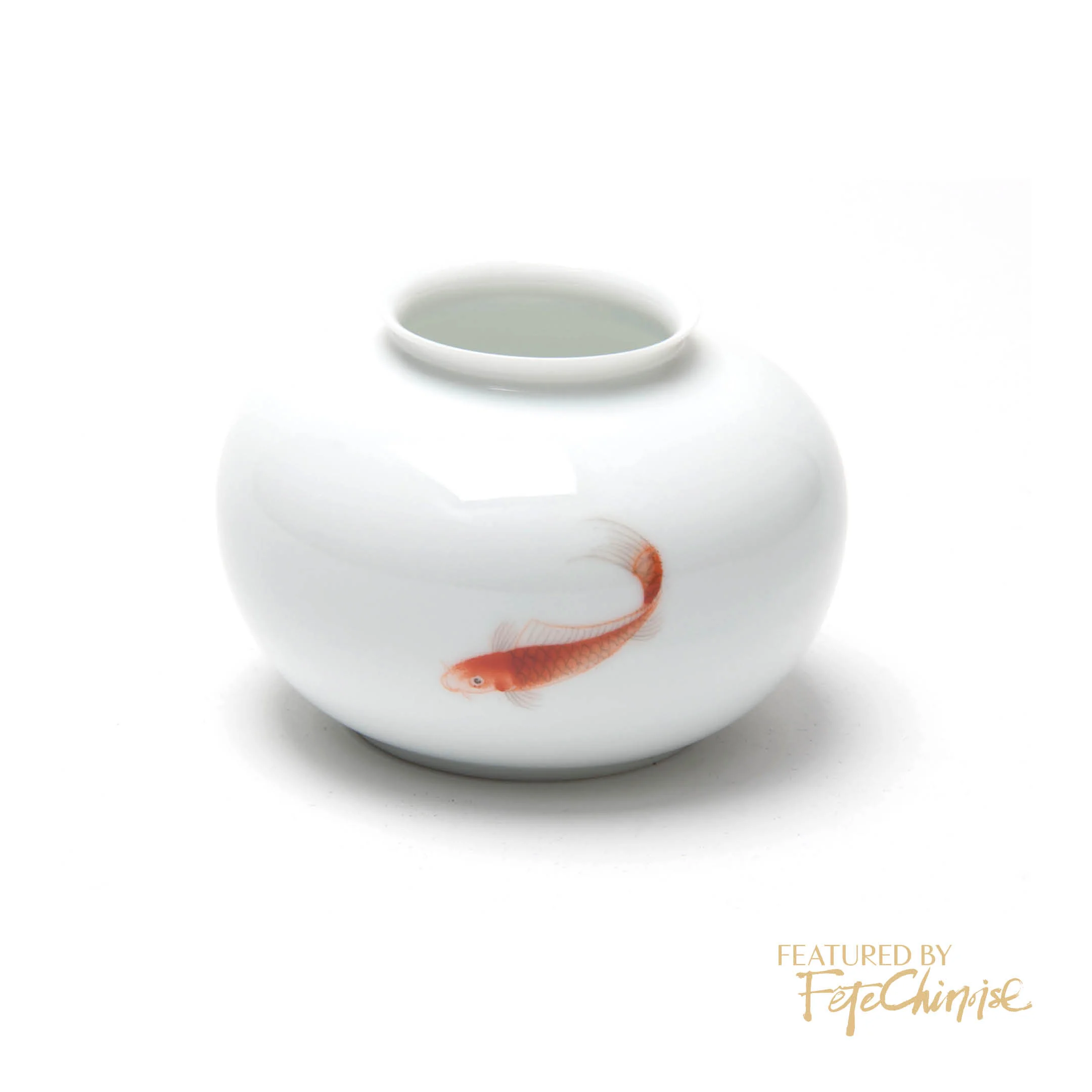 Middle Kingdom Hand Painted Bowls designed by Bo Jia with red fish motif