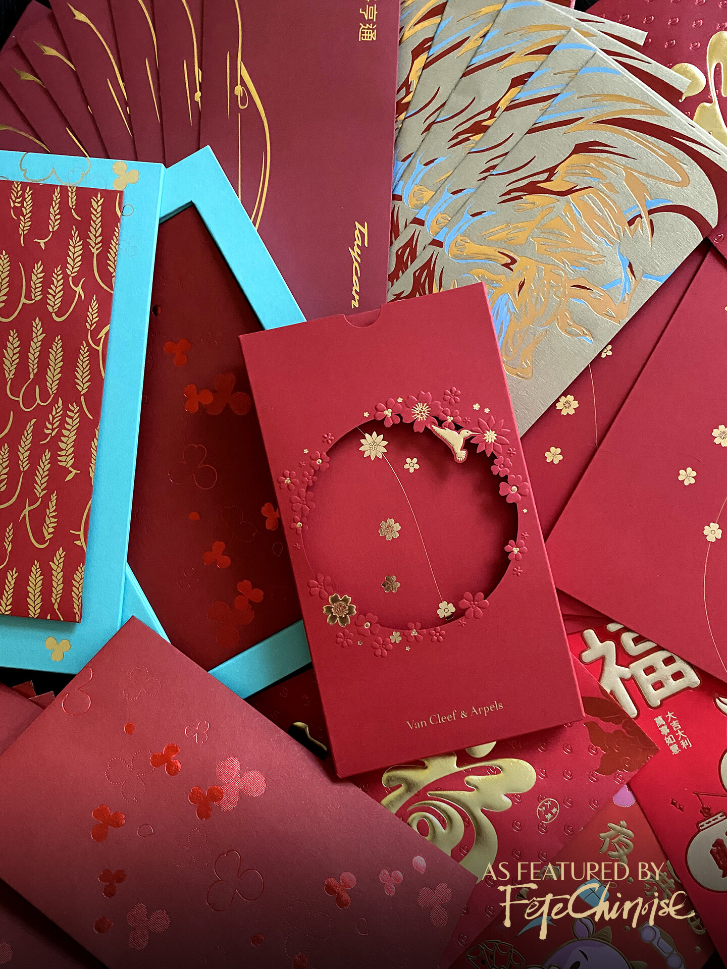 Cartier Lunar Chinese New Year Red Packet Envelopes -20 per box - Authentic