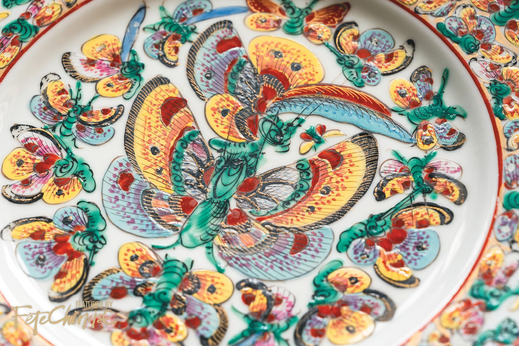 Butterflies Design, hand-painted in 1940s