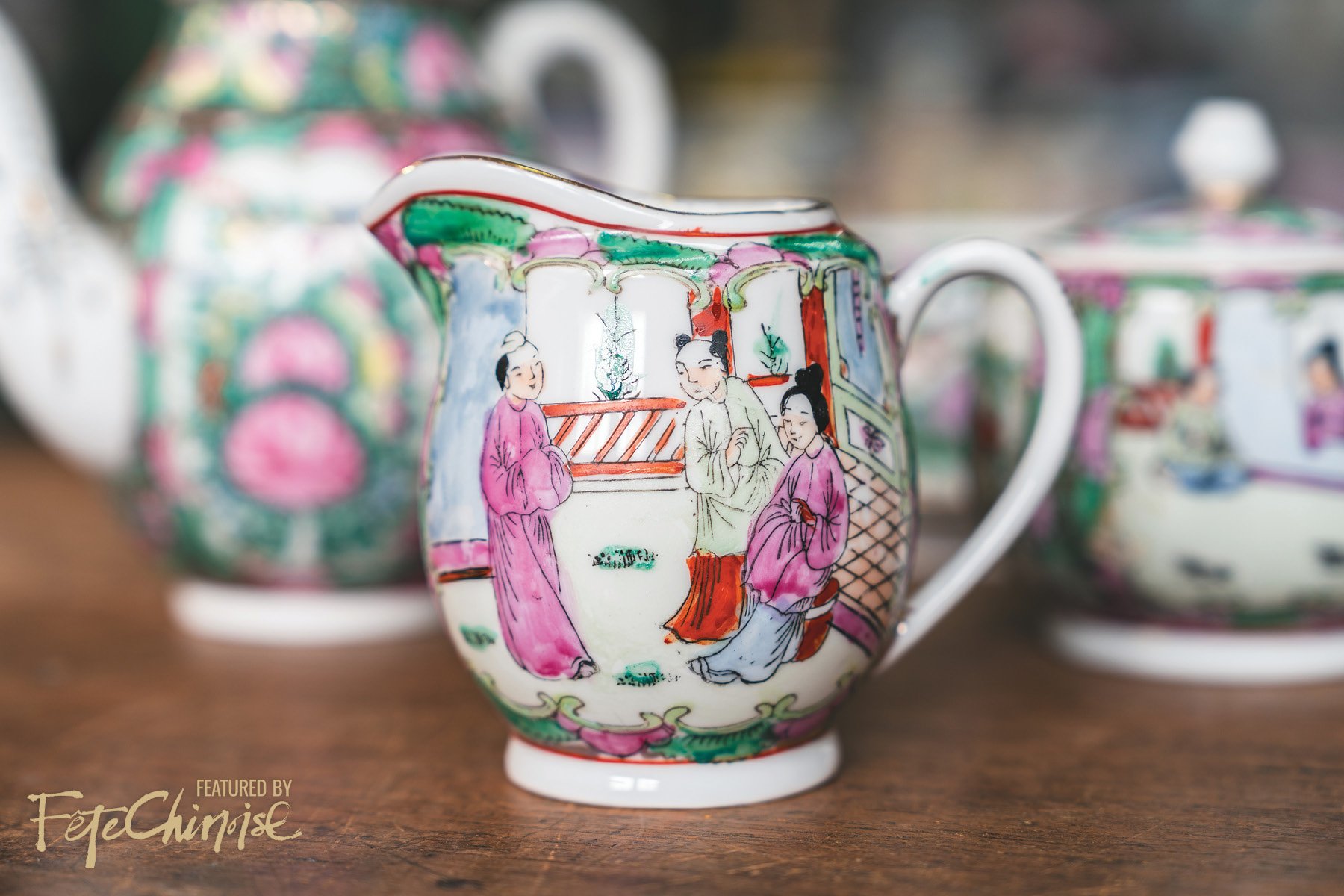 Canton People Creamer, hand-painted in 1970s