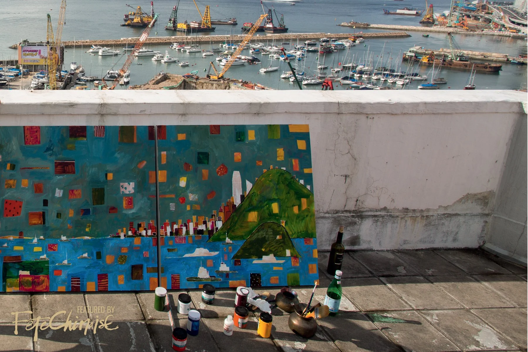 Working on the rooftop photographed by Francesco Lietti