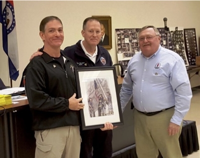 Left to Right: Deputy Chief-Fire Marshal Paul Richard, Metropolitan Fire Marshals Association President Roger Herin, Metropolitan Fire Marshals Association Vice President John LaVenture.
