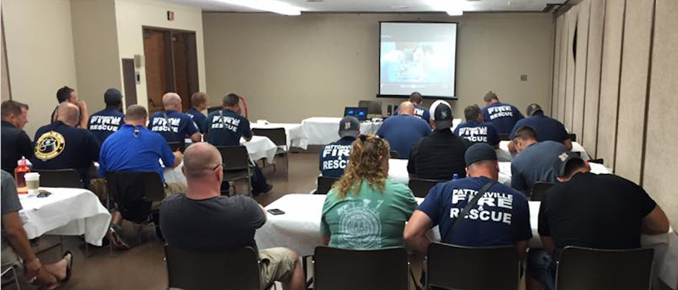 Pattonville Firefighter/Paramedics attending Advanced Cardiac Life Support Training while both on- and off-duty.