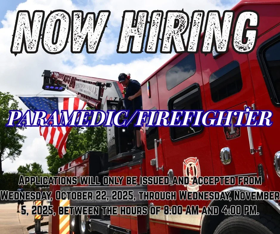 🚒 NOW HIRING! 🚑
The Pattonville Fire Protection District is accepting applications for the position of Firefighter/Paramedic!
All interested applicants MUST complete an official employment application form, which can be:
👉 Downloaded from our webs