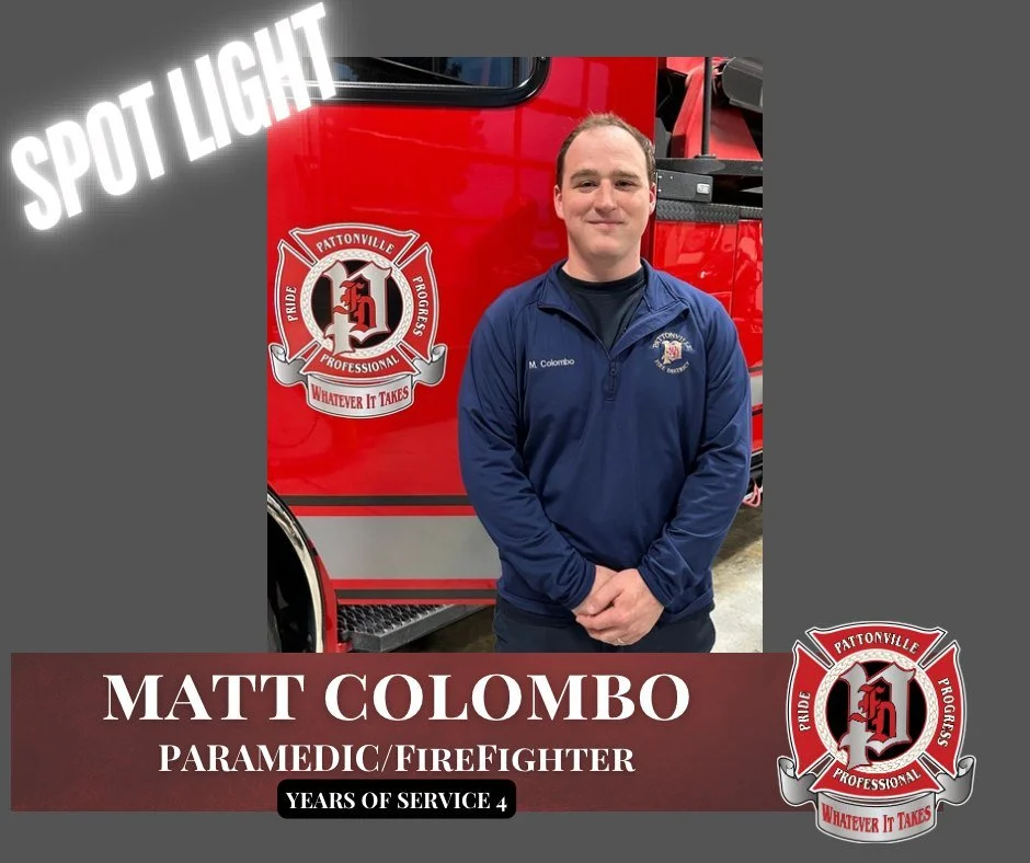 #SpotlightSunday #Pattonvillefire Please join us every Sunday and saying hello to some of our team!
Matt Colombo Paramedic/FireFighter
Years Of Service at Pattonville Fire 4
Assignment House 3
B crew 4837
Specialties:
Hazmat Tech, Swift Water Tech, B